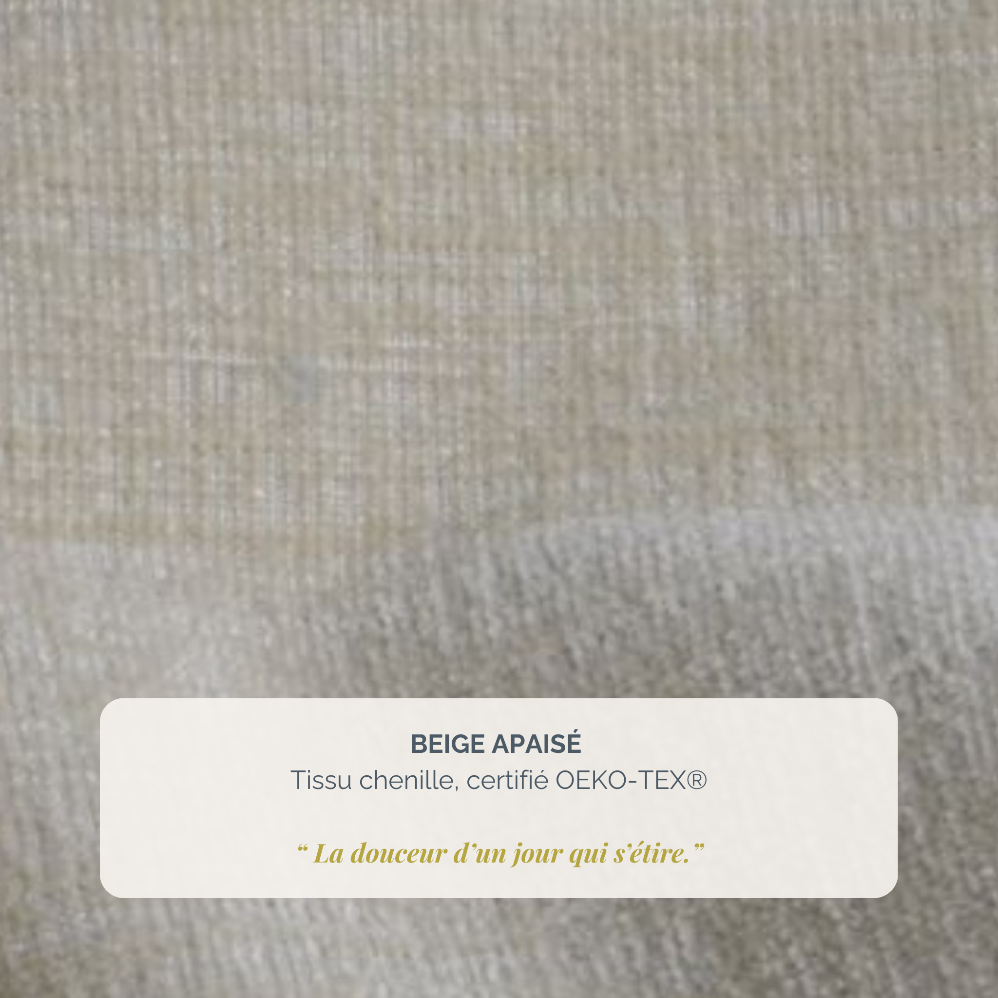 Canapé d’angle gauche Lancry en tissu chenille beige Paname Avenue, détail de la texture du revêtement