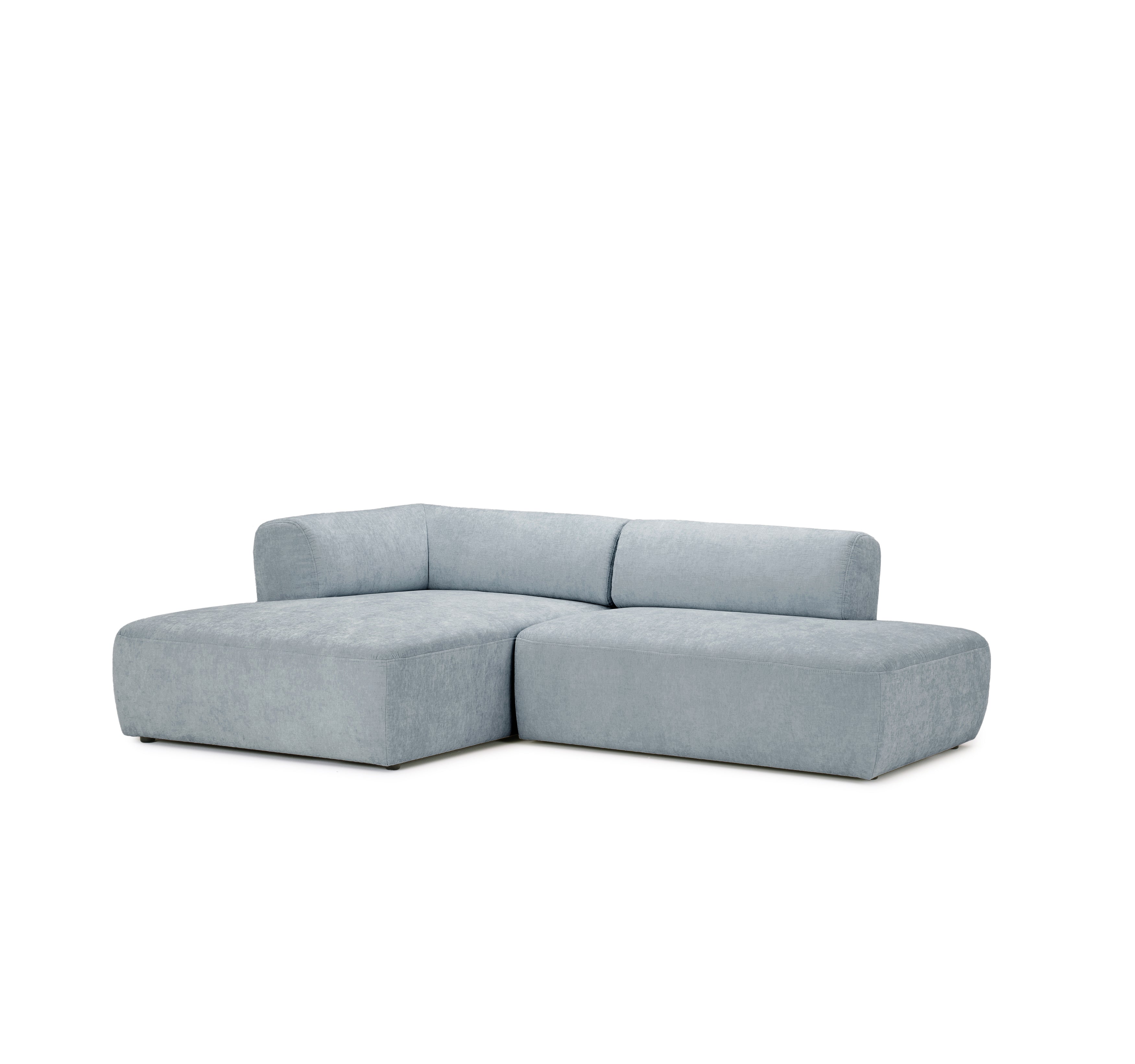 Canapé d’angle gauche Lancry en tissu chenille gris Paname Avenue, vue trois-quarts sur fond blanc