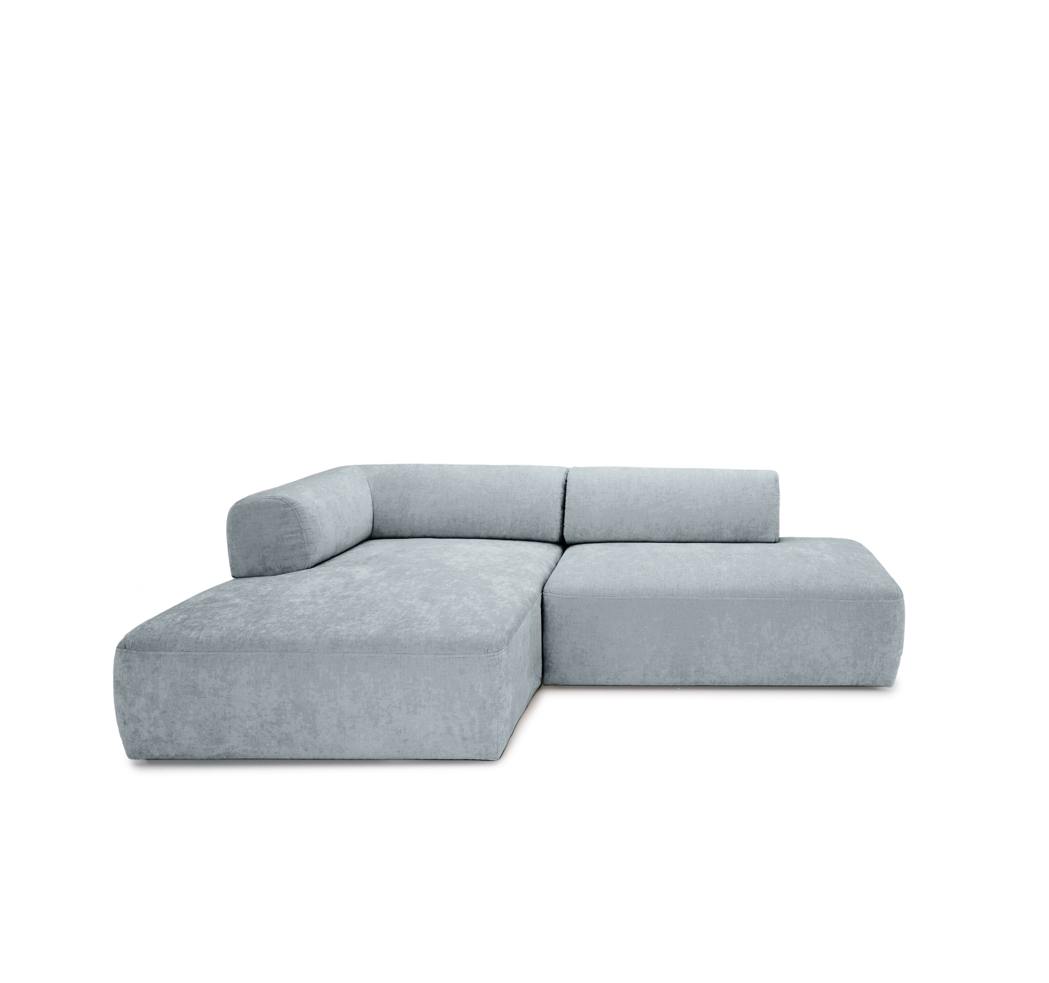 Canapé d’angle gauche Lancry en tissu chenille gris Paname Avenue, vue de face sur fond blanc