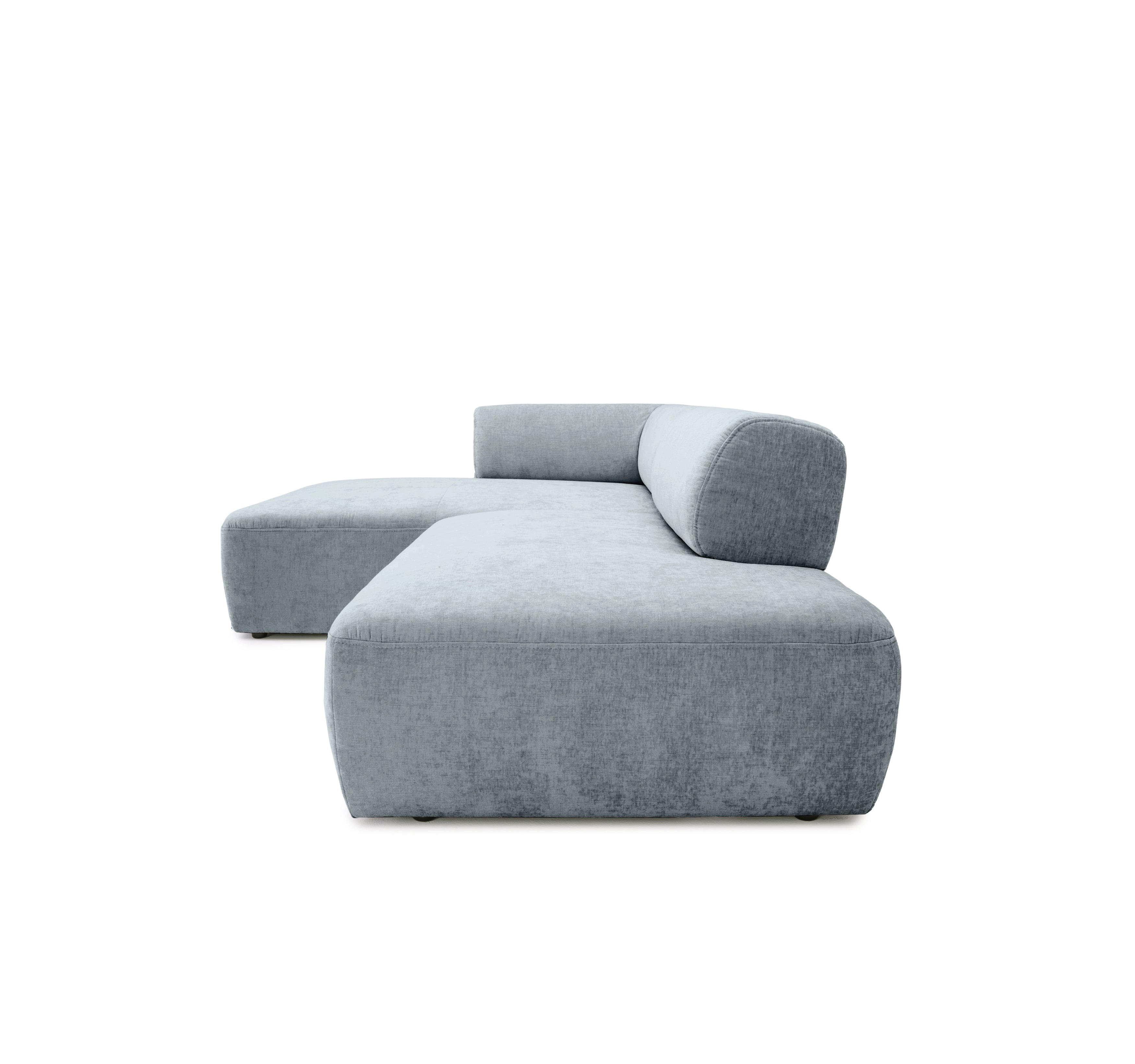 Canapé d’angle gauche Lancry en tissu chenille gris Paname Avenue, vue de profil sur fond blanc