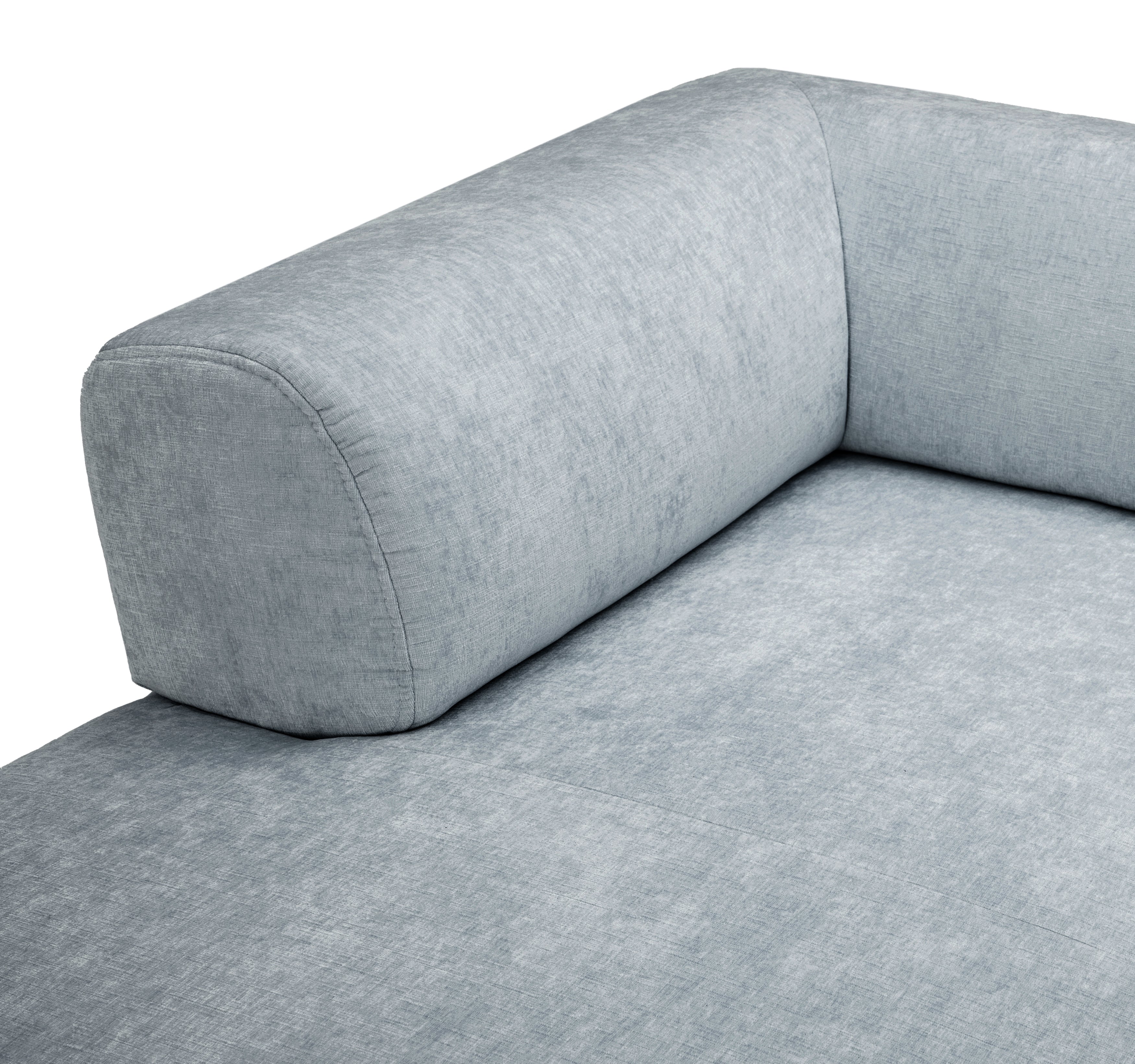 Canapé d’angle gauche Lancry en tissu chenille gris Paname Avenue, zoom sur l’accoudoir