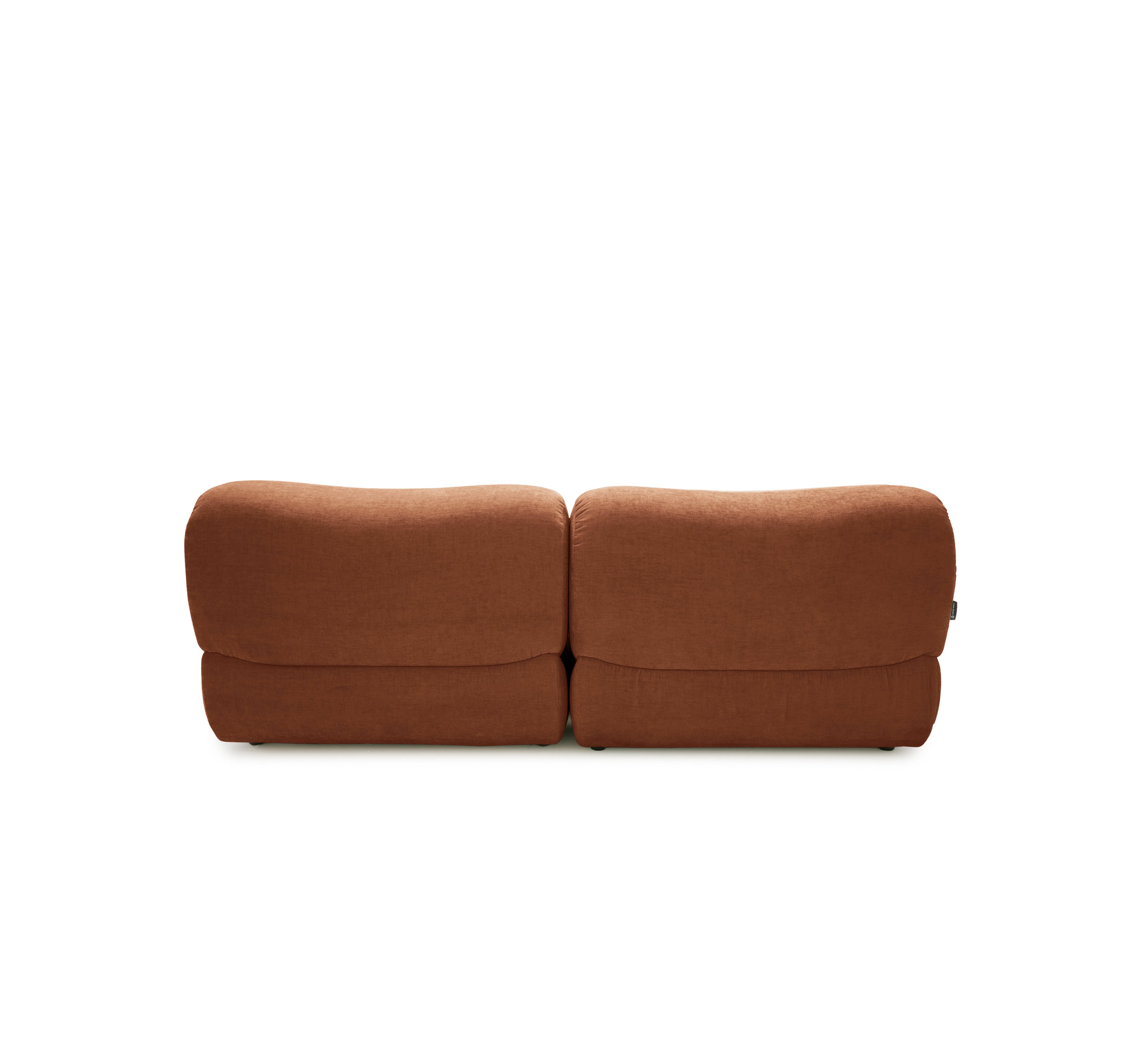 Canapé d’angle gauche Pot-de-Fer en tissu chenille terracotta Paname Avenue, vue arrière sur fond blanc