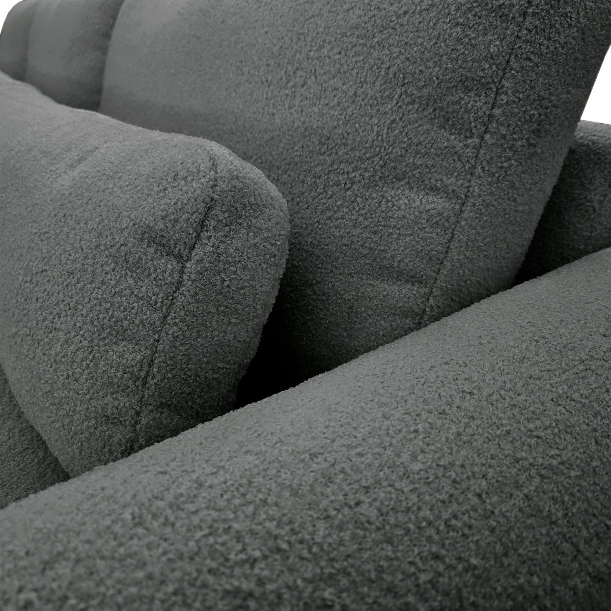 Canapé d'angle droit Aboukir en tissu bouclette anthracite Paname Avenue, zoom sur le revêtement