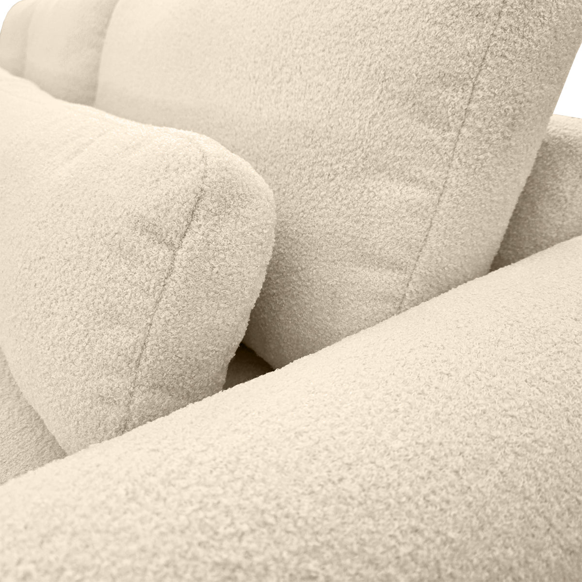 Canapé d'angle droit Aboukir en tissu bouclette beige Paname Avenue, zoom sur le revêtement