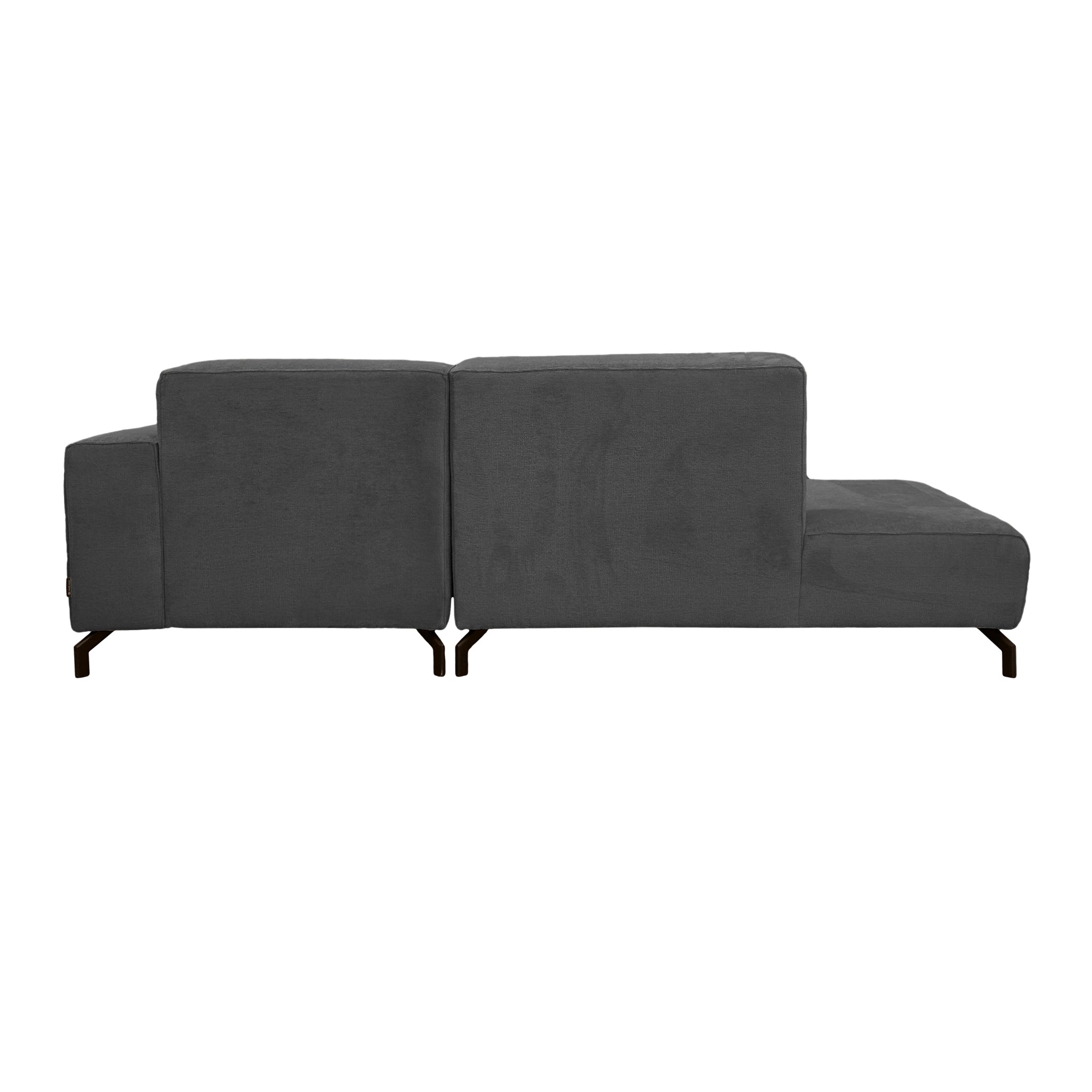 Canapé d’angle droit Blanche en tissu chenille anthracite Paname Avenue, vue arrière sur fond blanc