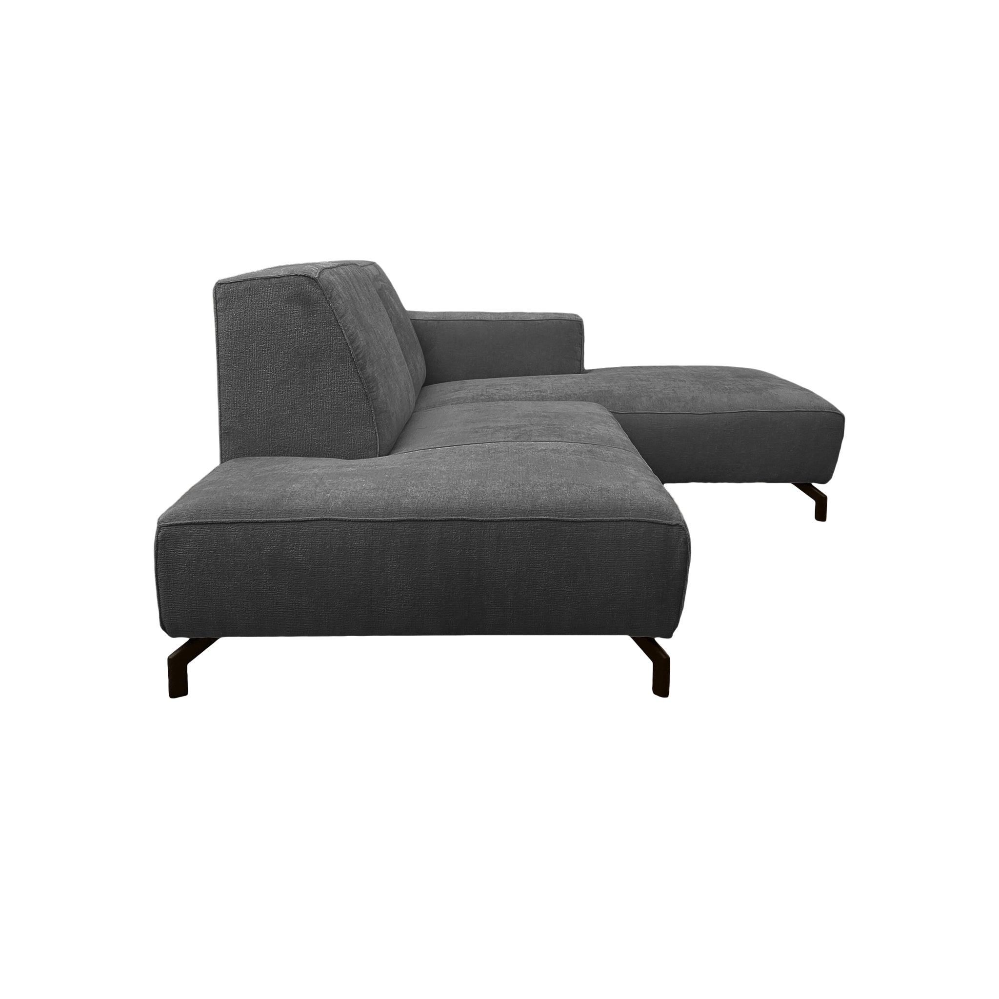 Canapé d’angle droit Blanche en tissu chenille anthracite Paname Avenue, vue de profil sur fond blanc