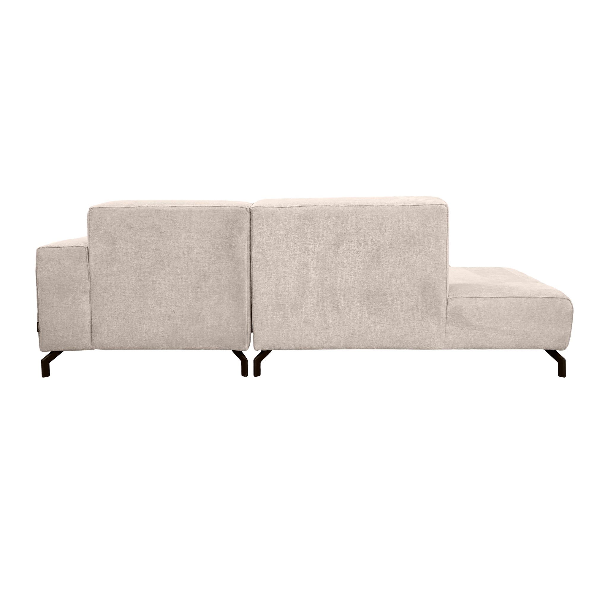 Canapé d’angle droit Blanche en tissu chenille beige Paname Avenue, vue arrière sur fond blanc