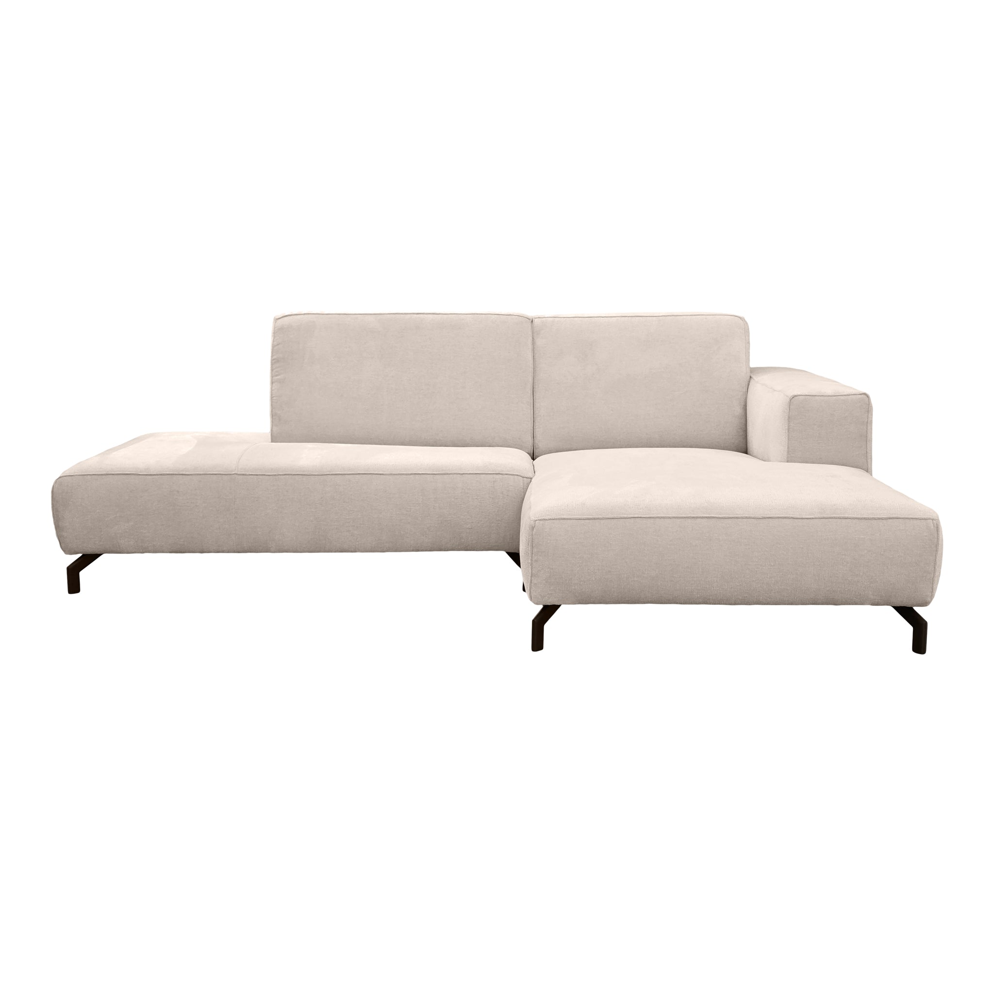 Canapé d’angle droit Blanche en tissu chenille beige Paname Avenue, vue de face sur fond blanc