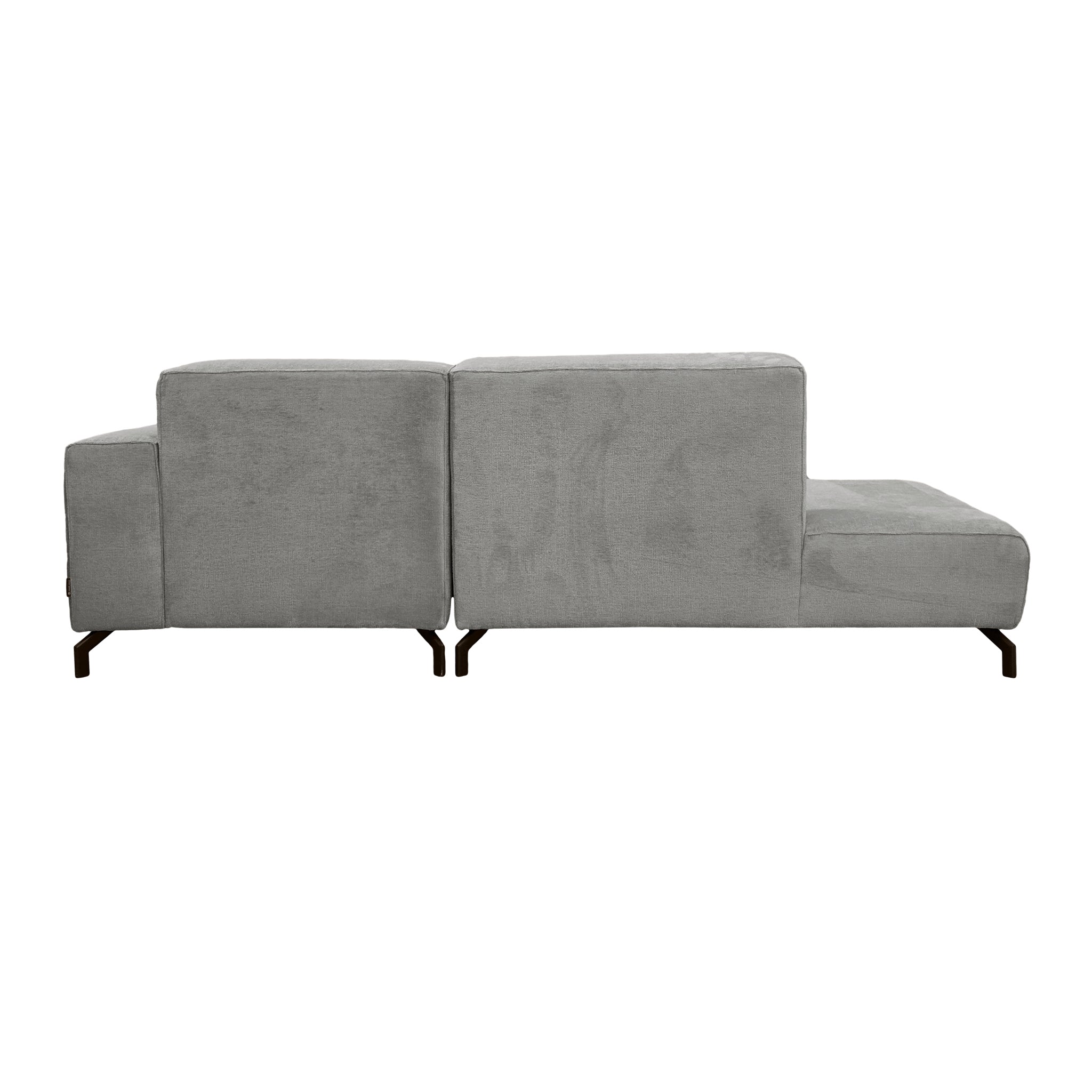 Canapé d’angle droit Blanche en tissu chenille gris clair Paname Avenue, vue arrière sur fond blanc