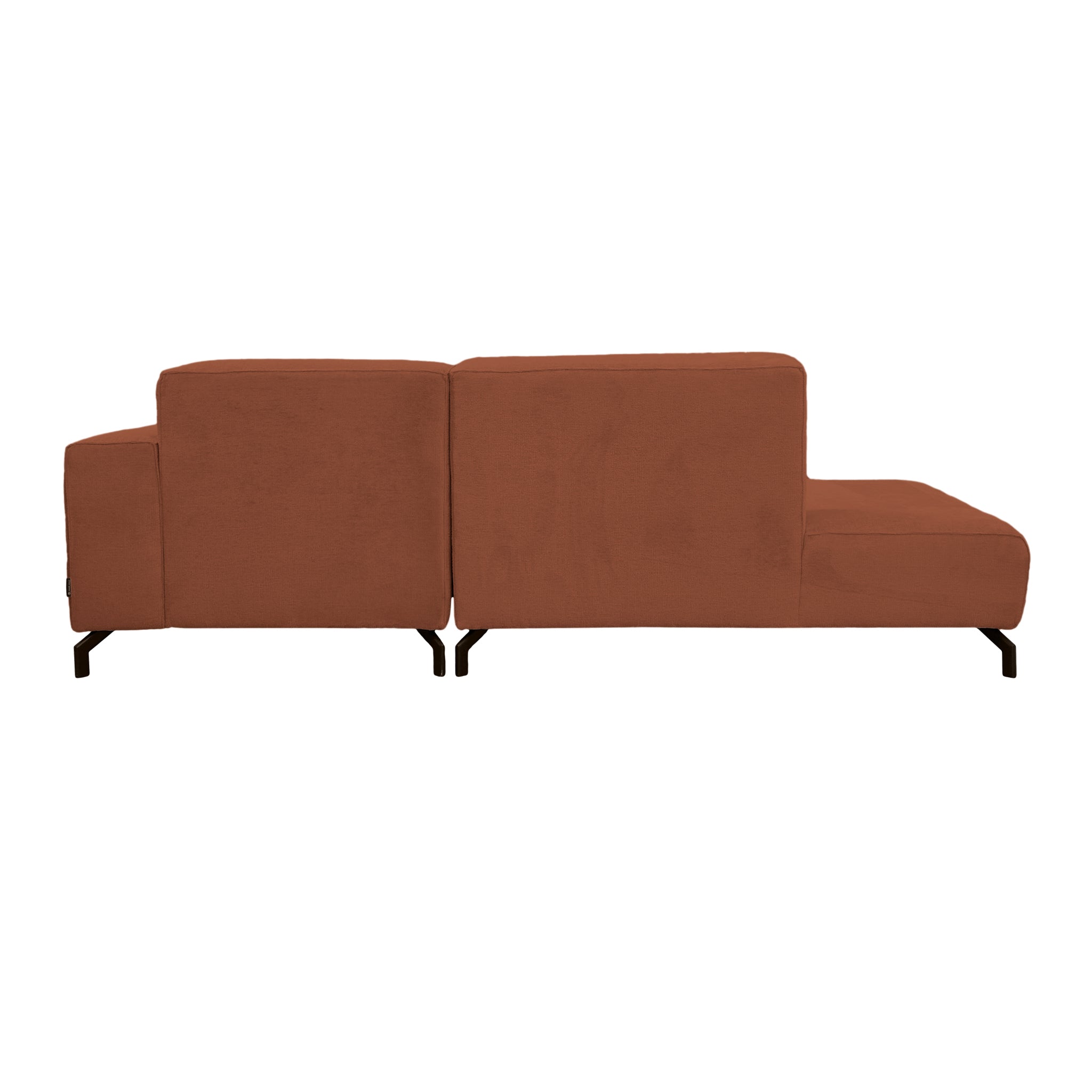 Canapé d’angle droit Blanche en tissu chenille terracotta Paname Avenue, vue arrière sur fond blanc