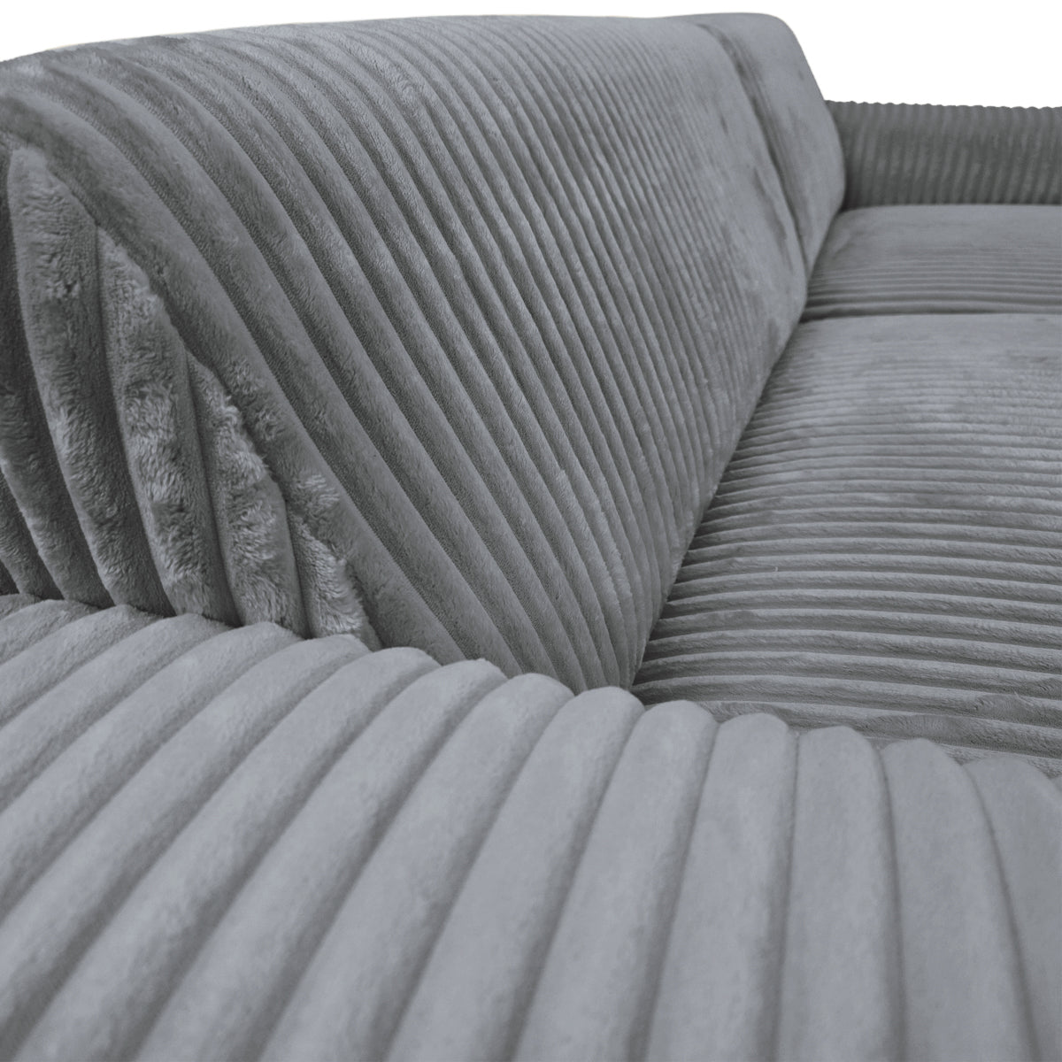 Canapé d’angle droit Bruxelles en tissu gros velours côtelé anthracite Paname Avenue, zoom sur le revêtement
