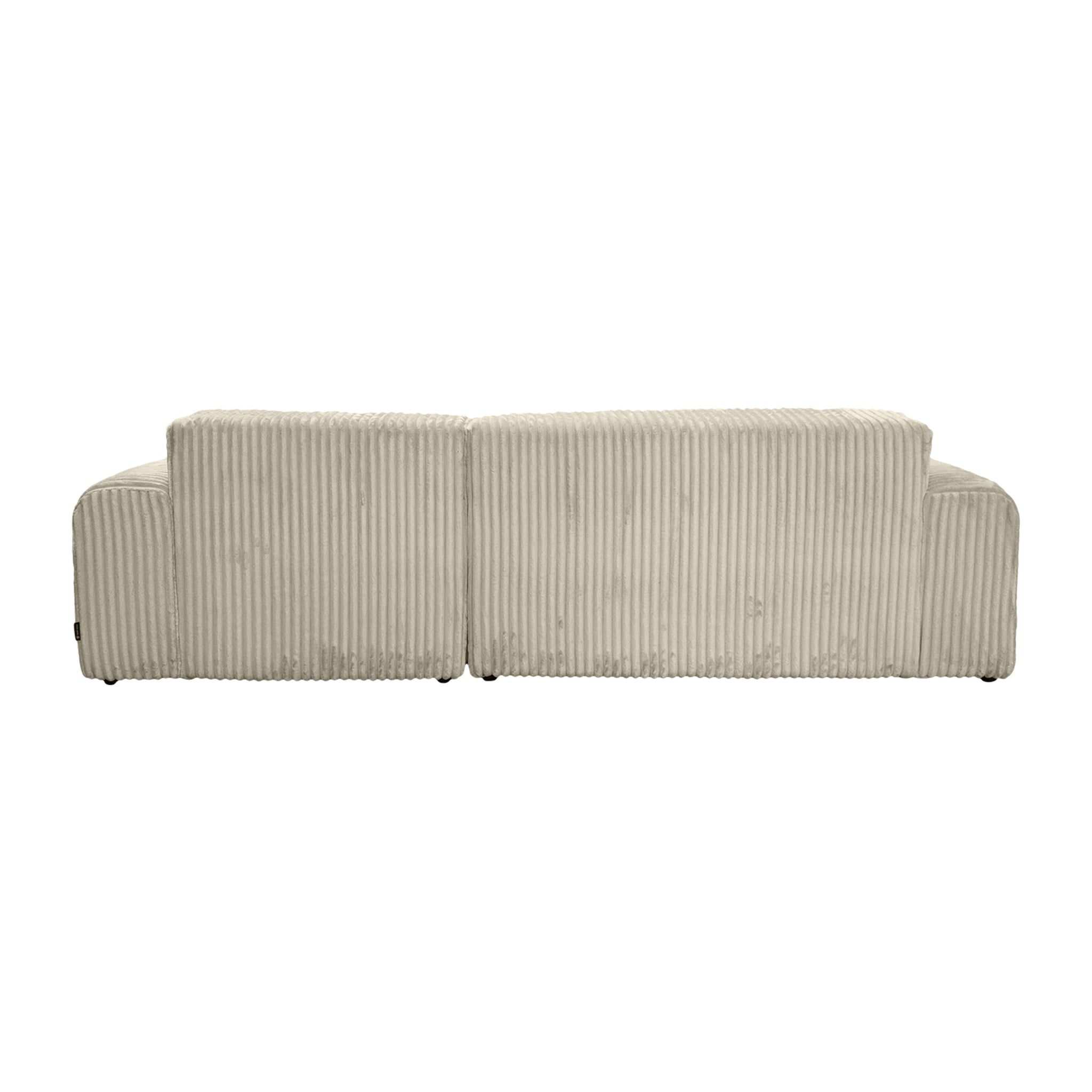 Canapé d’angle droit Bruxelles en tissu gros velours côtelé beige Paname Avenue, vue arrière sur fond blanc