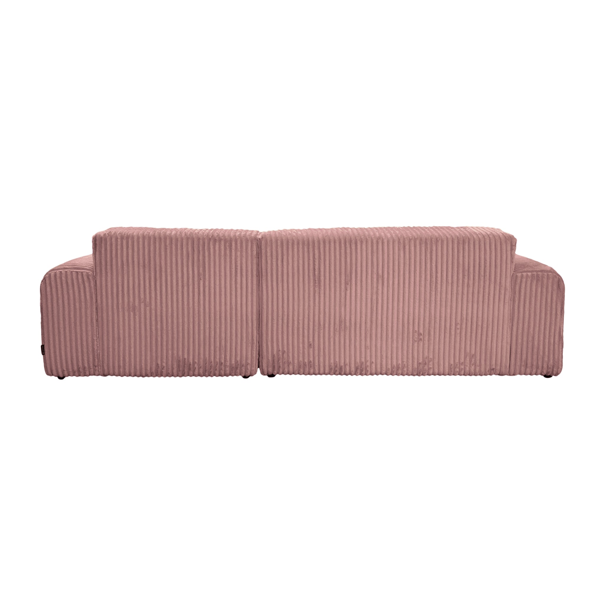 Canapé d’angle droit Bruxelles en tissu gros velours côtelé rose Paname Avenue, vue arrière sur fond blanc