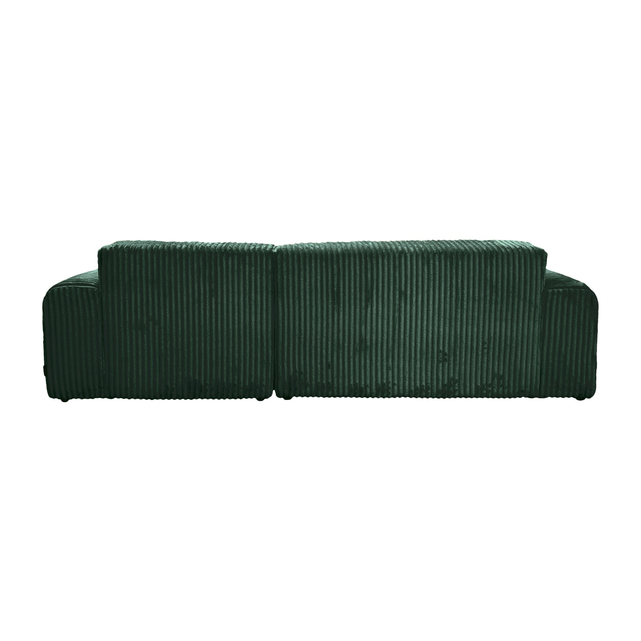 Canapé d’angle droit Bruxelles en tissu gros velours côtelé vert foncé Paname Avenue, vue arrière sur fond blanc