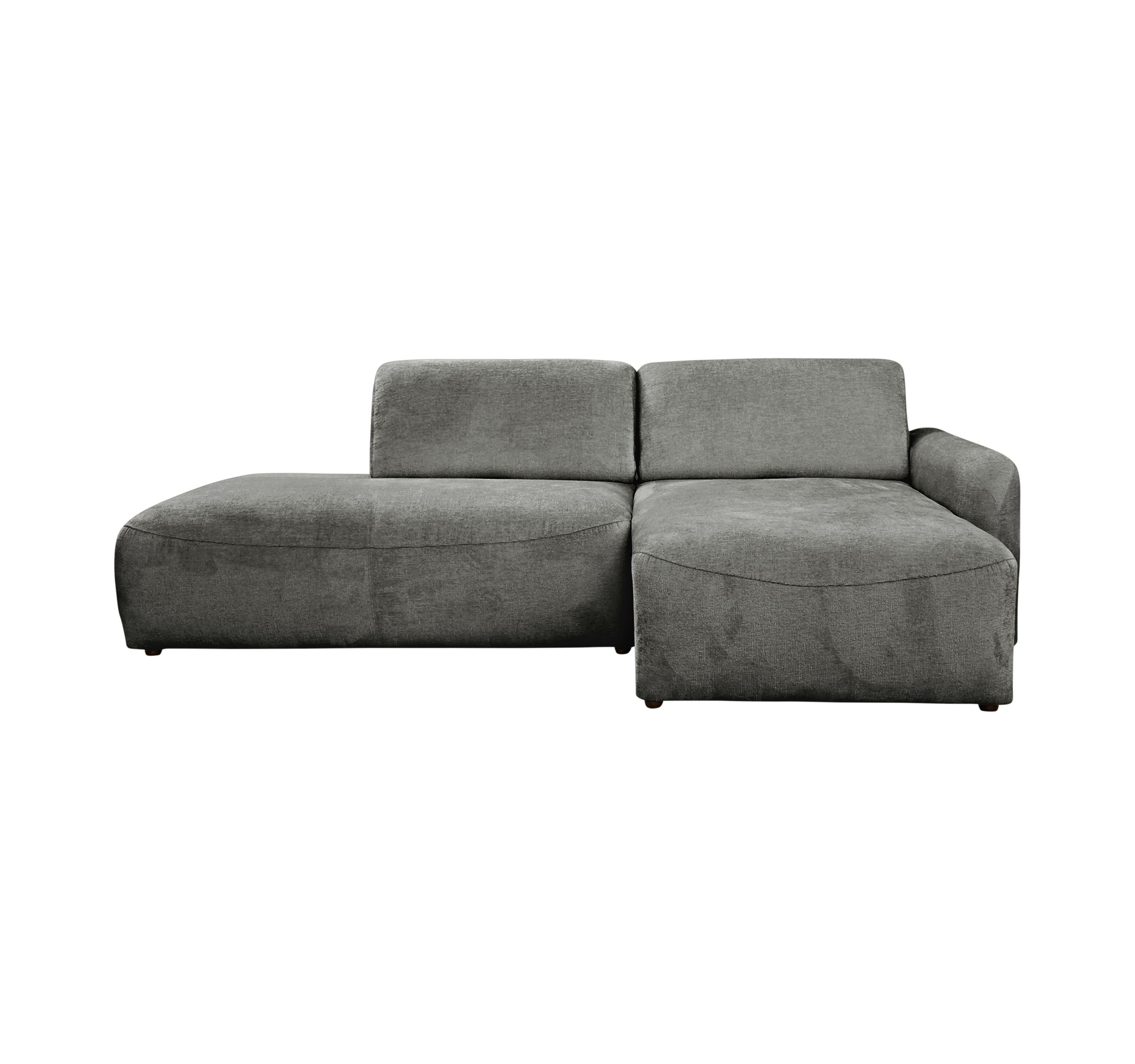 Canapé d’angle droit Château d'eau en tissu chenille gris Paname Avenue, vue de face sur fond blanc