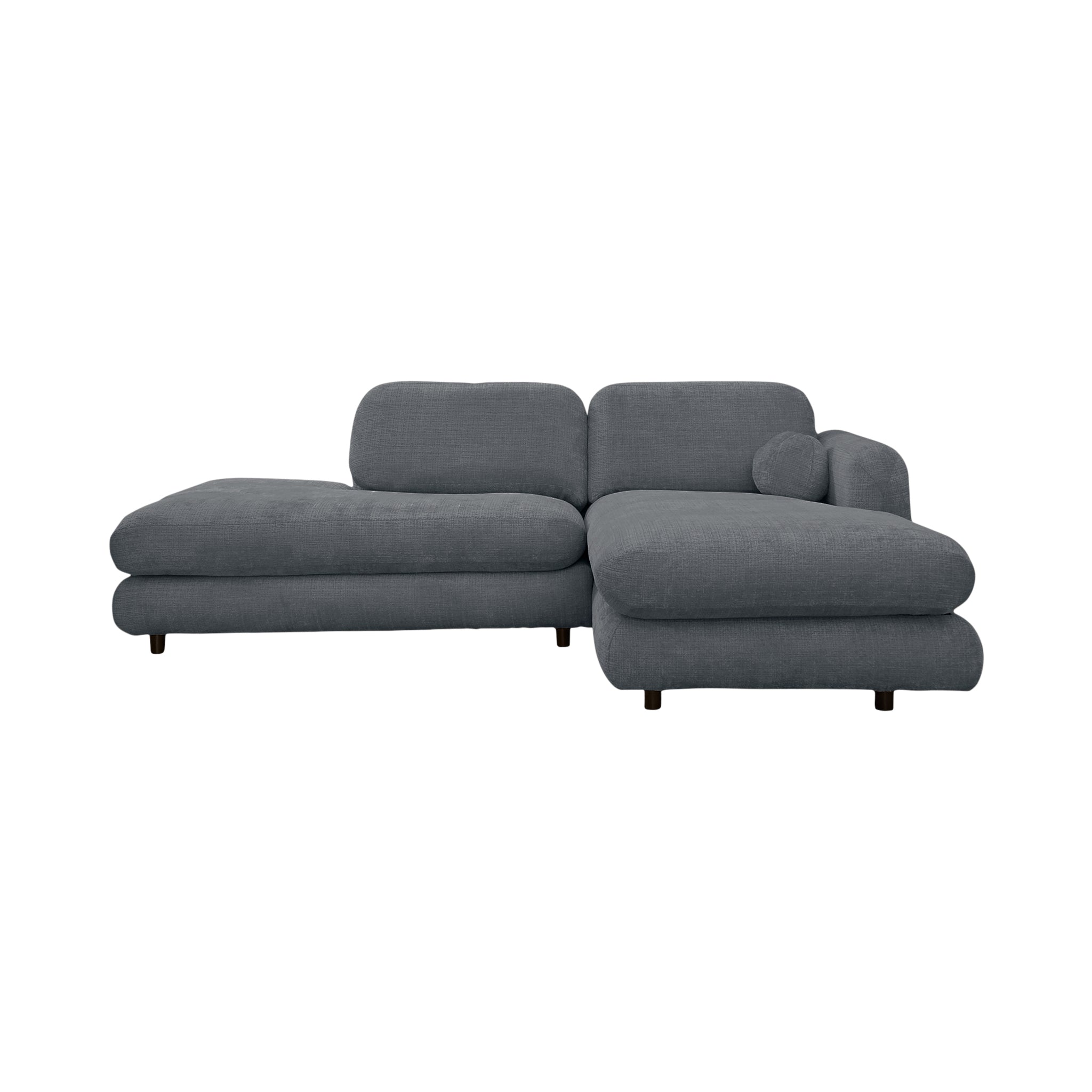 Canapé d’angle droit Clef en tissu chenille anthracite Paname Avenue, vue de face sur fond blanc