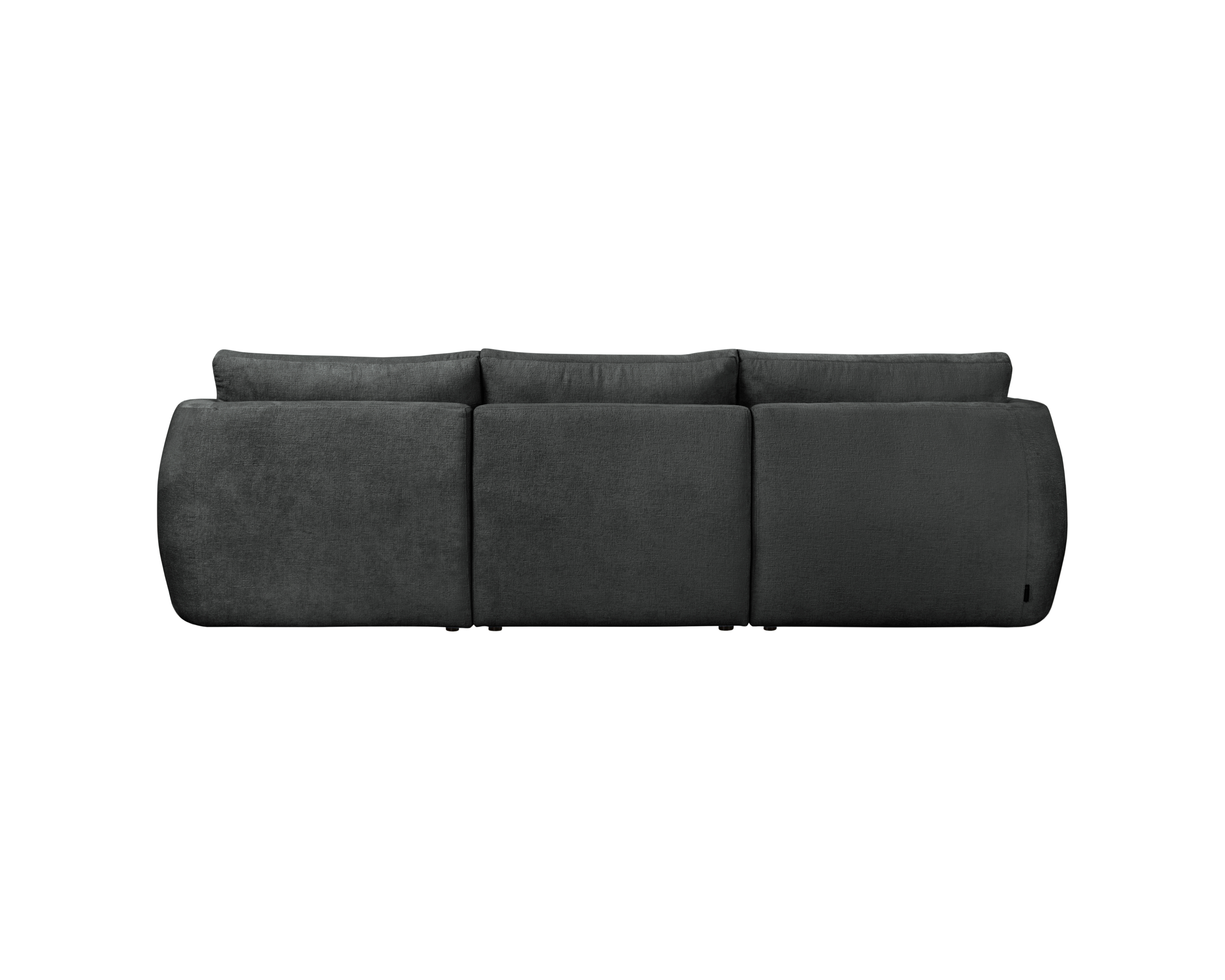 Canapé d’angle droit Lepic en tissu chenille anthracite Paname Avenue, vue arrière sur fond blanc