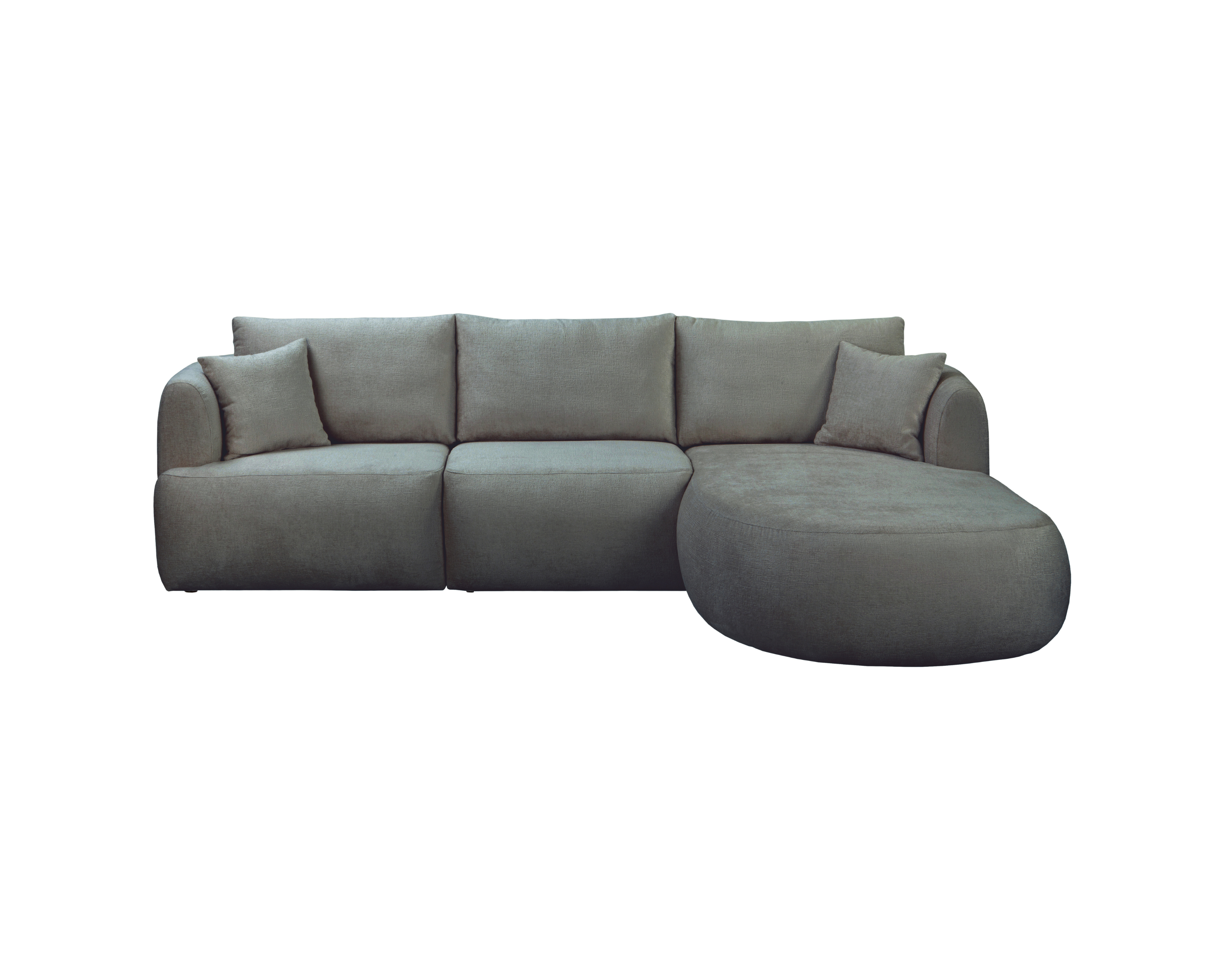 Canapé d’angle droit Lepic en tissu chenille gris Paname Avenue, vue de face sur fond blanc