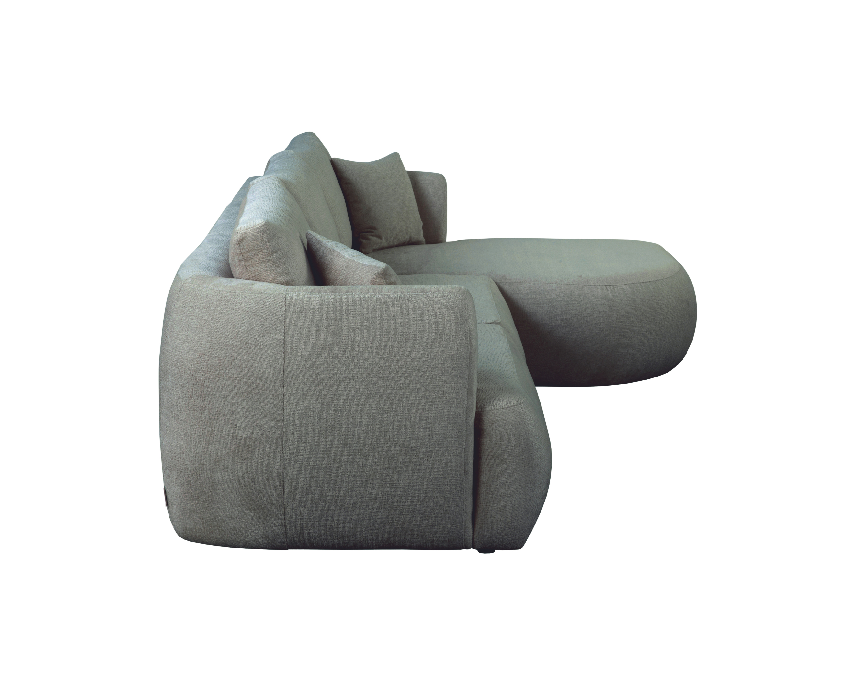 Canapé d’angle droit Lepic en tissu chenille gris Paname Avenue, vue de profil sur fond blanc