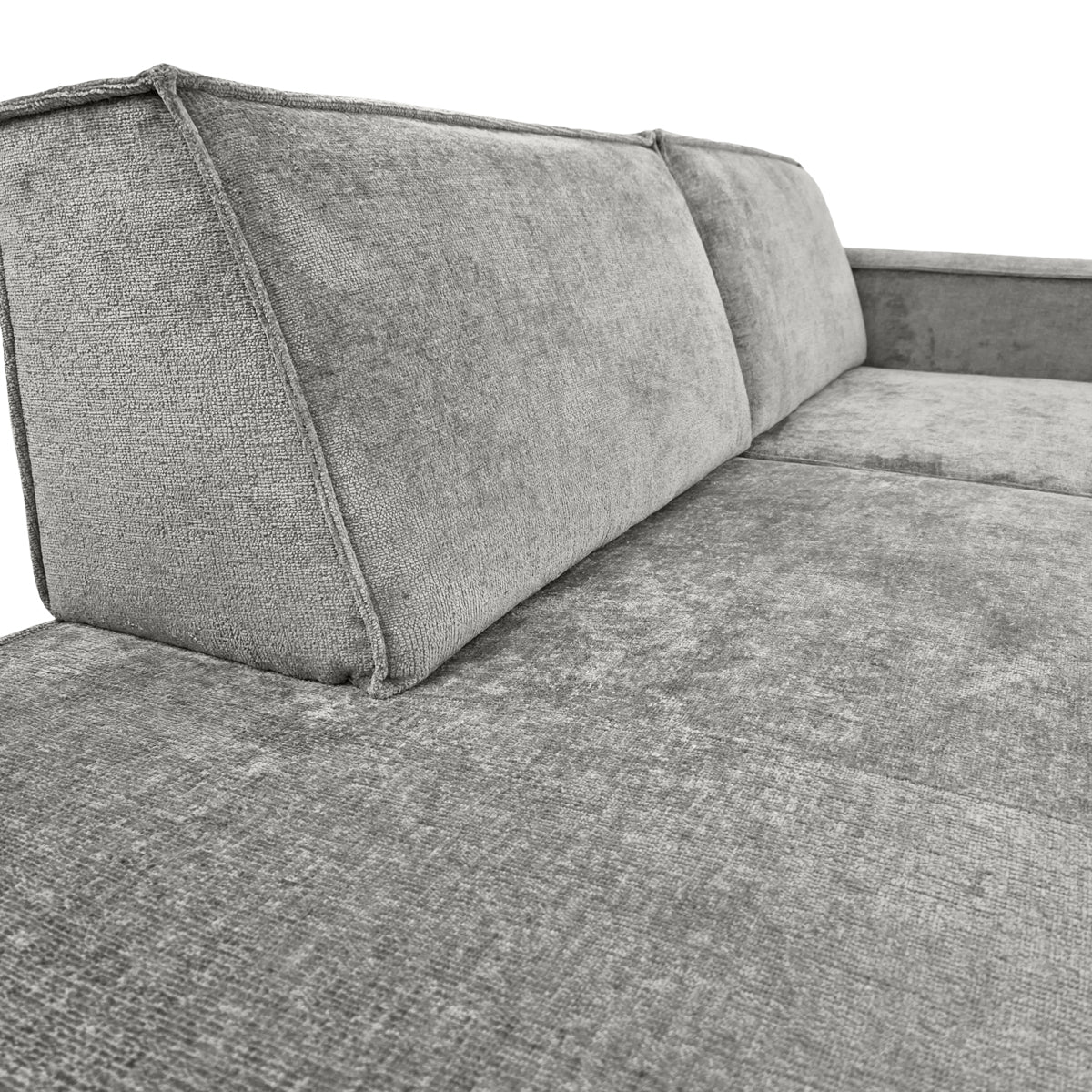 Canapé d’angle droit Prévôt en tissu chenille gris Paname Avenue, zoom sur le revêtement