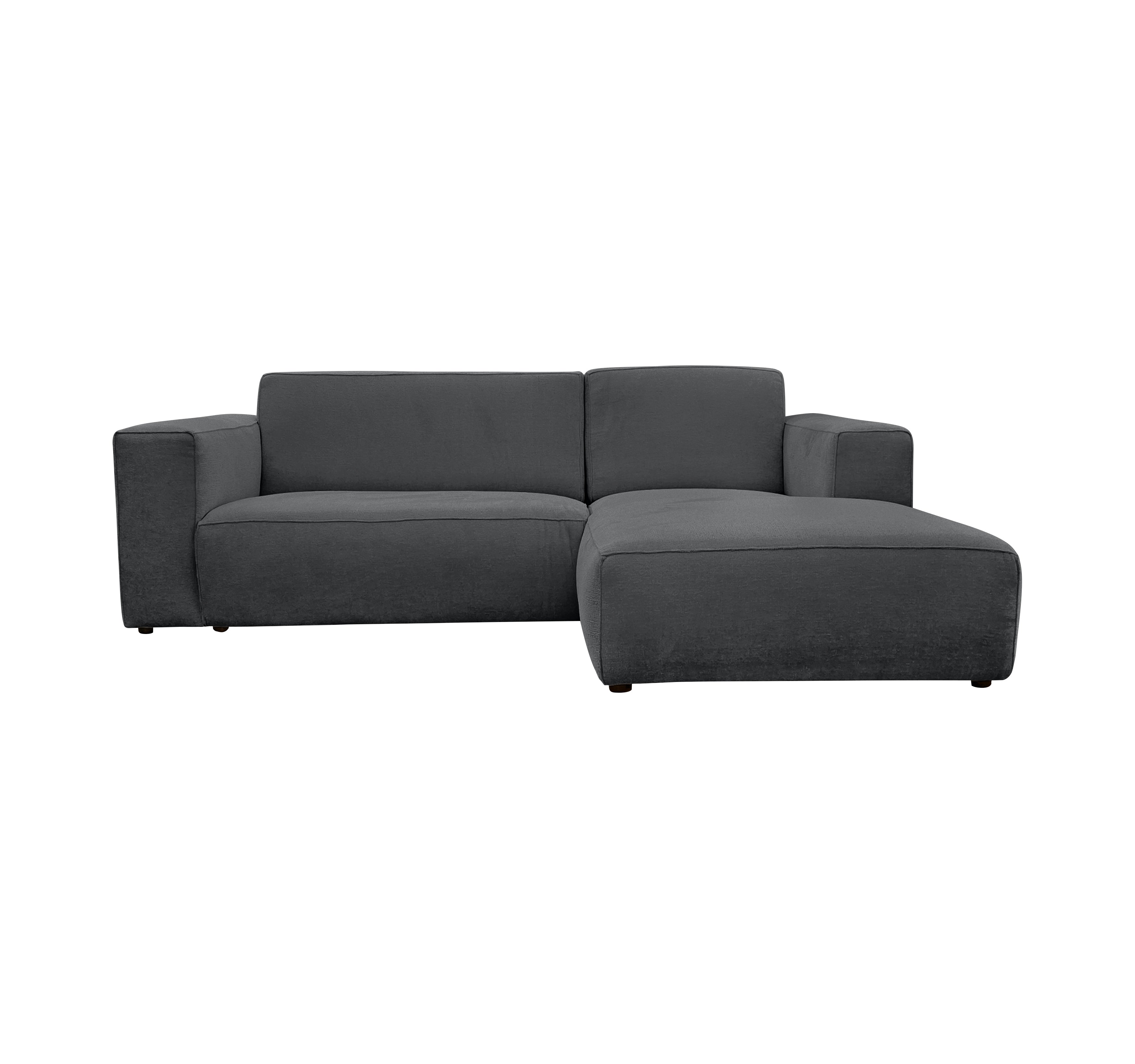 Canapé d’angle droit Roi-de-Sicile en tissu chenille anthracite Paname Avenue, vue de face sur fond blanc