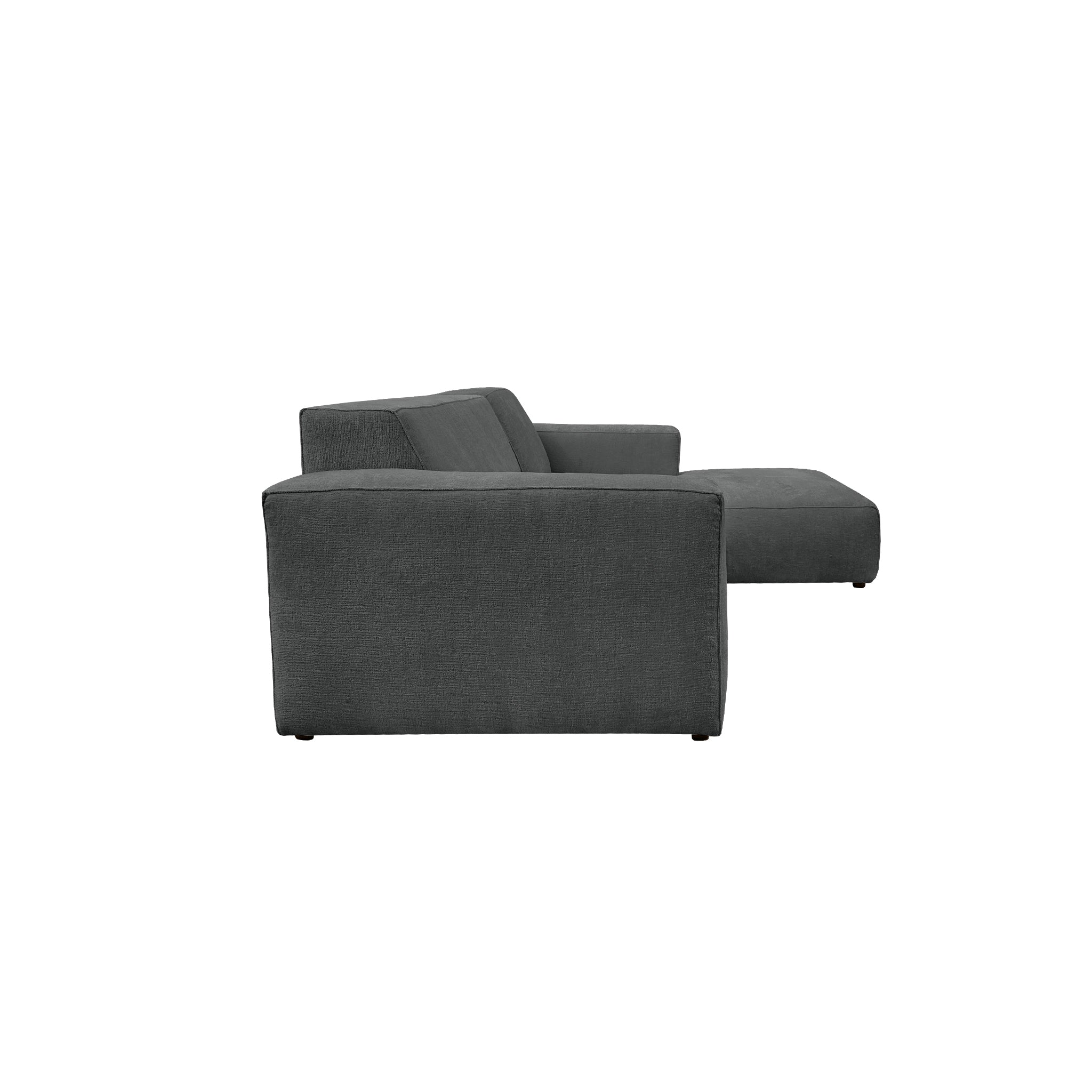 Canapé d’angle droit Roi-de-Sicile en tissu chenille anthracite Paname Avenue, vue de profil sur fond blanc