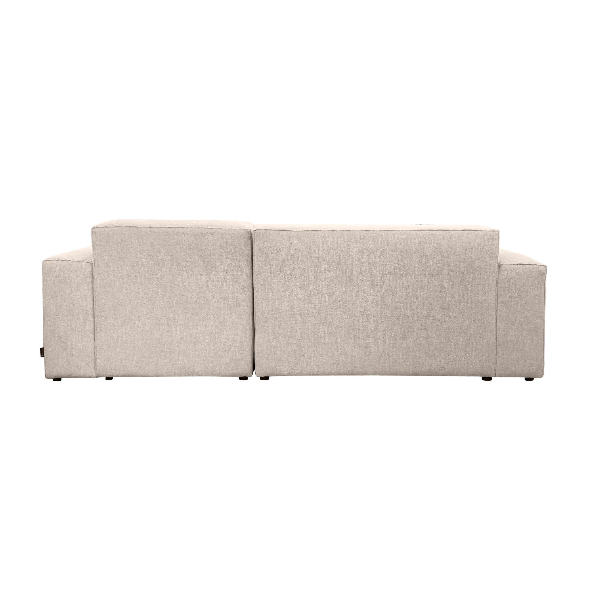 Canapé d’angle droit Roi-de-Sicile en tissu chenille beige Paname Avenue, vue arrière sur fond blanc