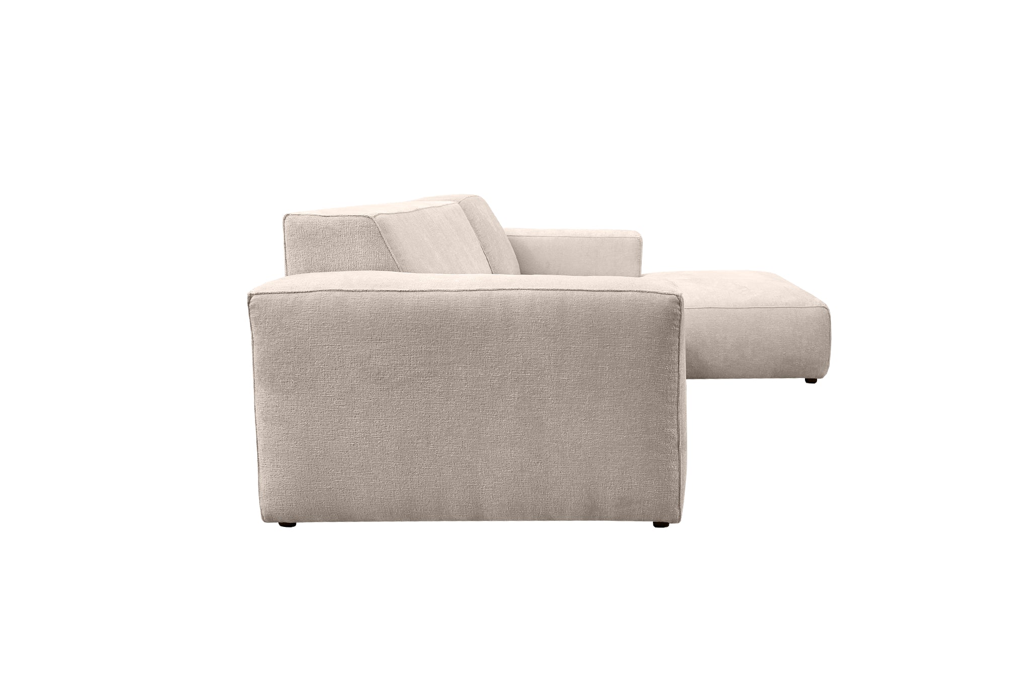 Canapé d’angle droit Roi-de-Sicile en tissu chenille beige Paname Avenue, vue de profil sur fond blanc