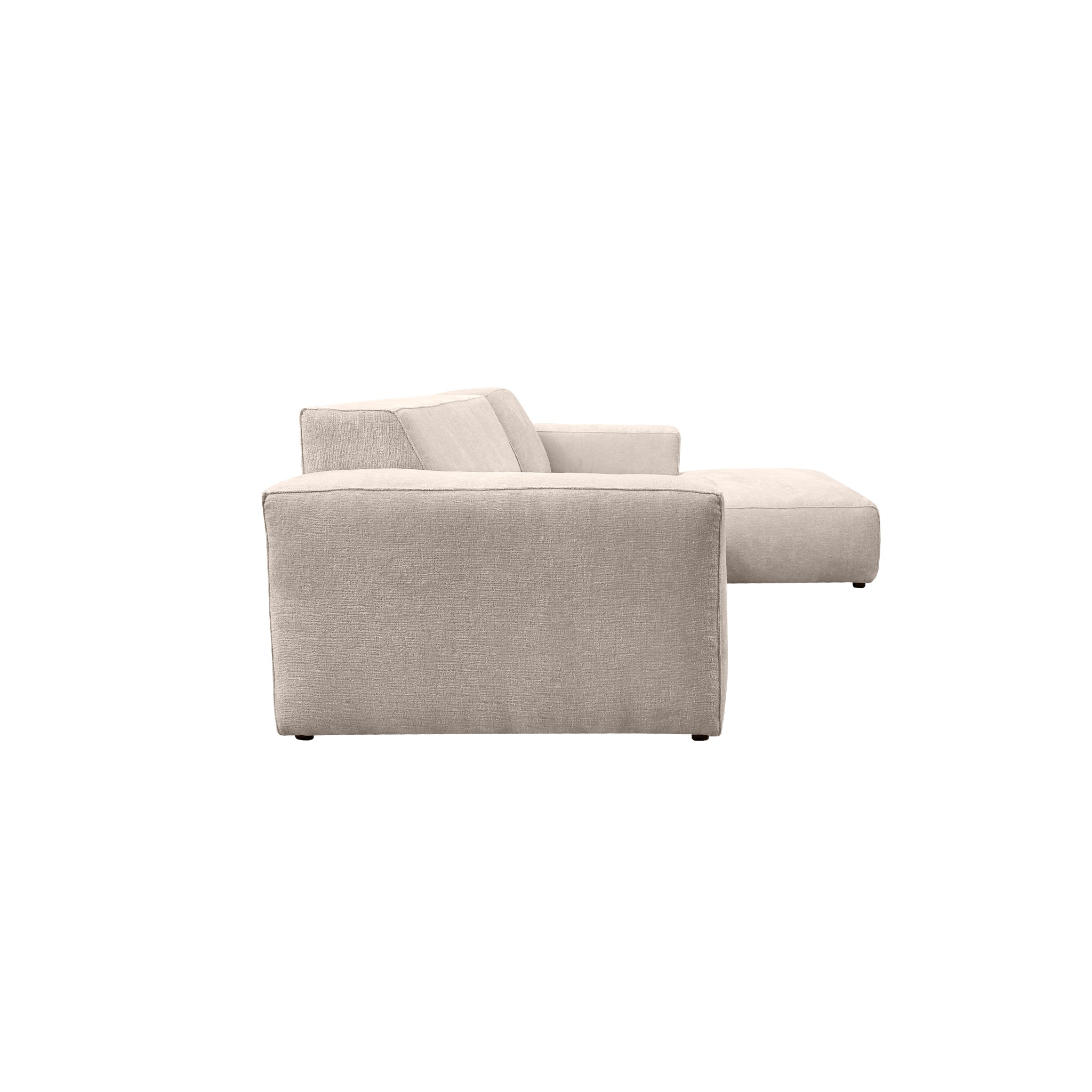 Canapé d’angle droit Roi-de-Sicile en tissu chenille beige Paname Avenue, vue de profil sur fond blanc
