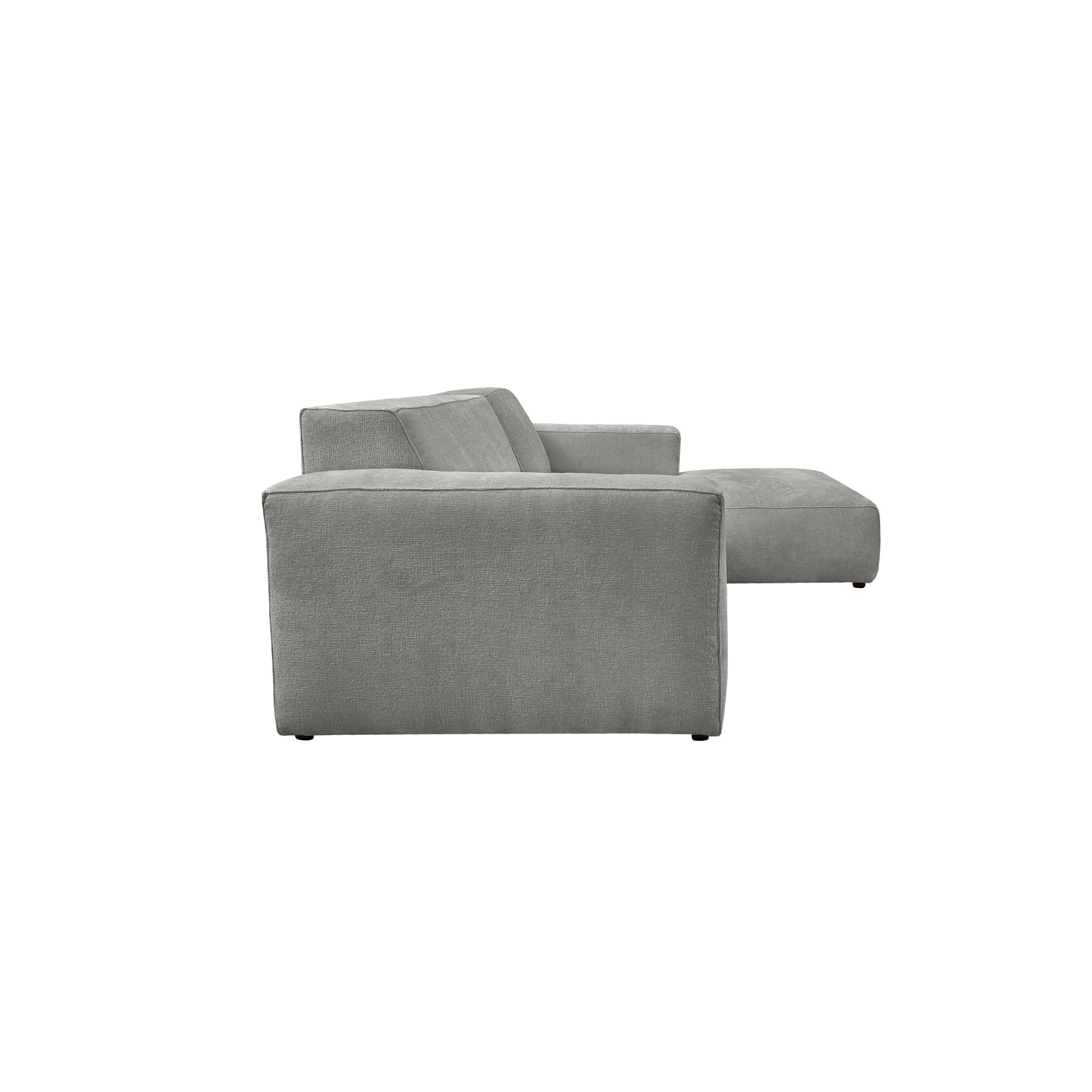 Canapé d’angle droit Roi-de-Sicile en tissu chenille gris Paname Avenue, vue de profil sur fond blanc
