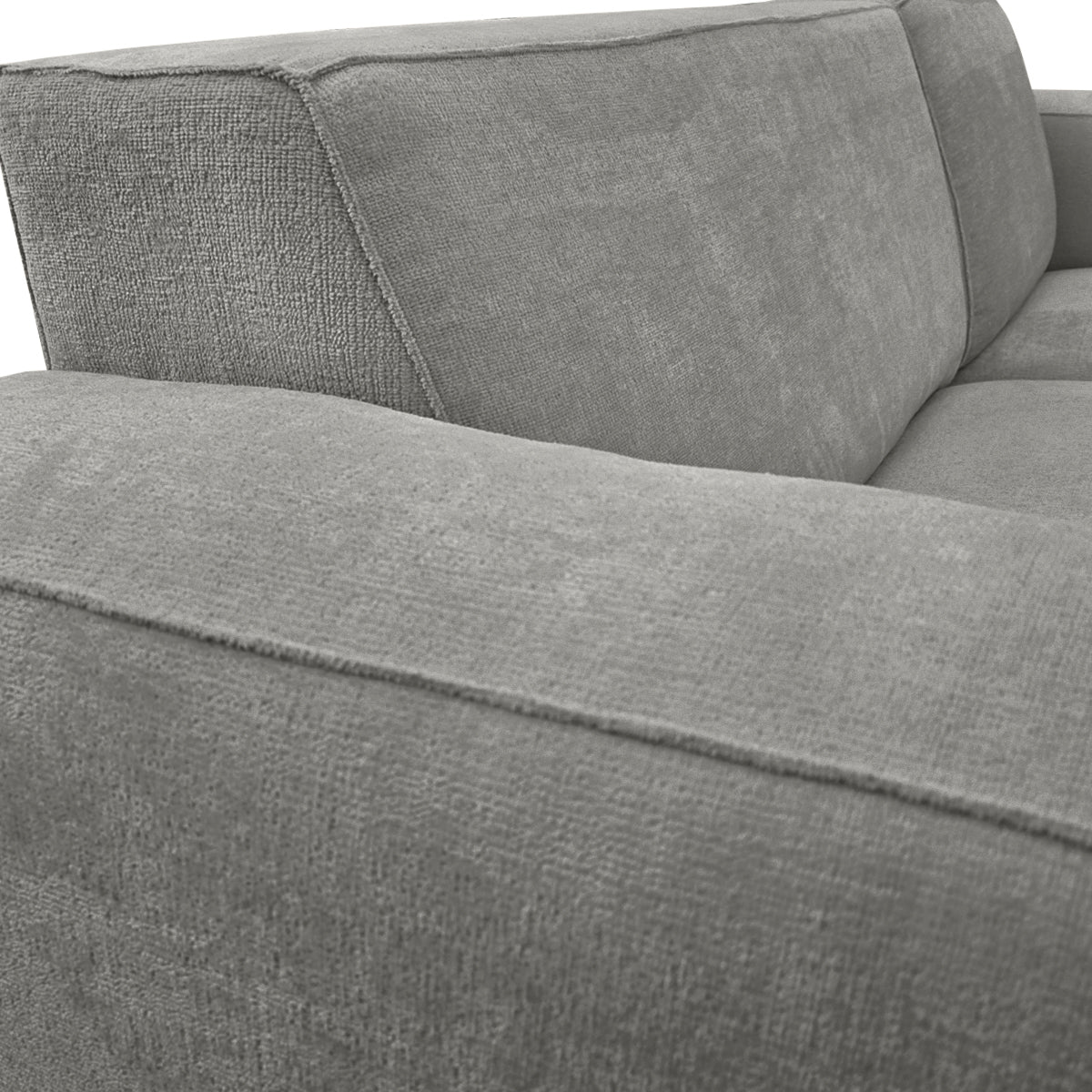 Canapé d’angle droit Roi-de-Sicile en tissu chenille gris Paname Avenue, zoom sur le revêtement