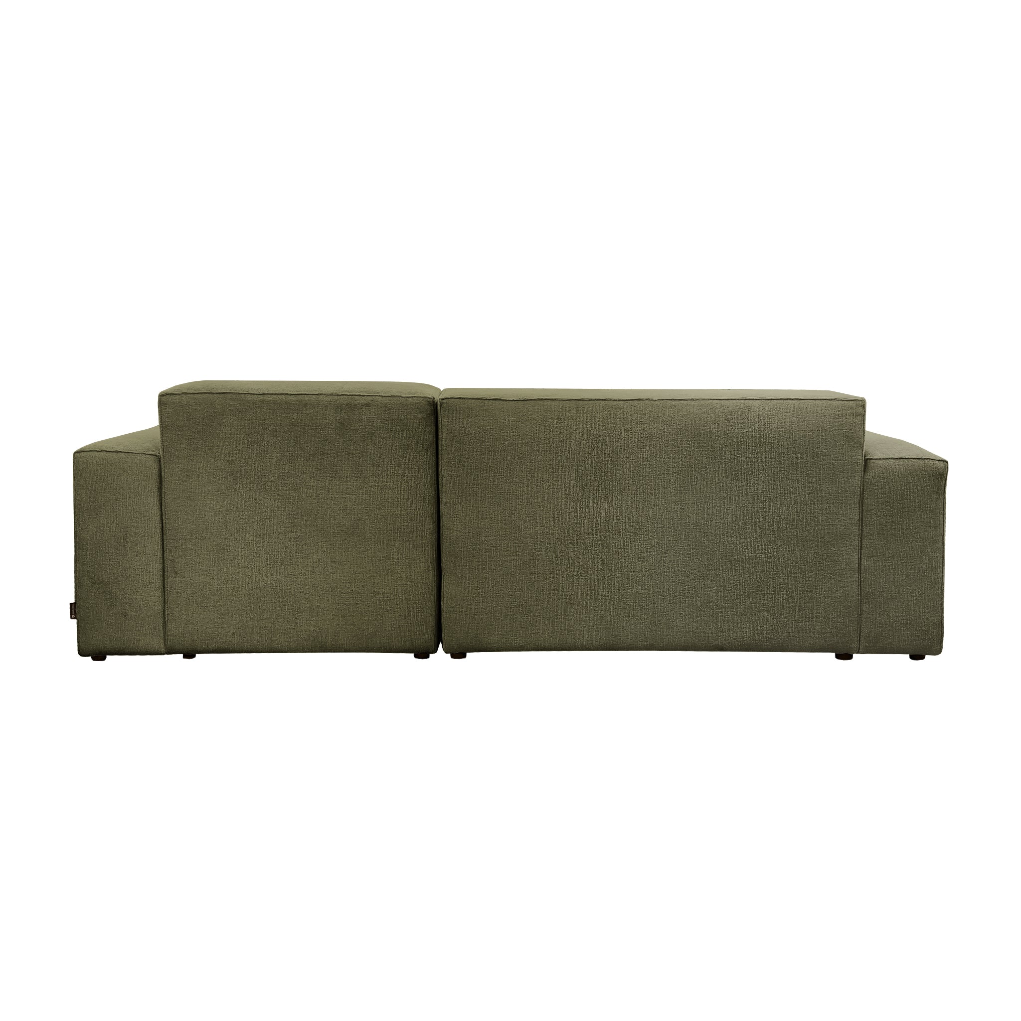 Canapé d’angle droit Roi-de-Sicile en tissu chenille vert olive Paname Avenue, vue arrière sur fond blanc