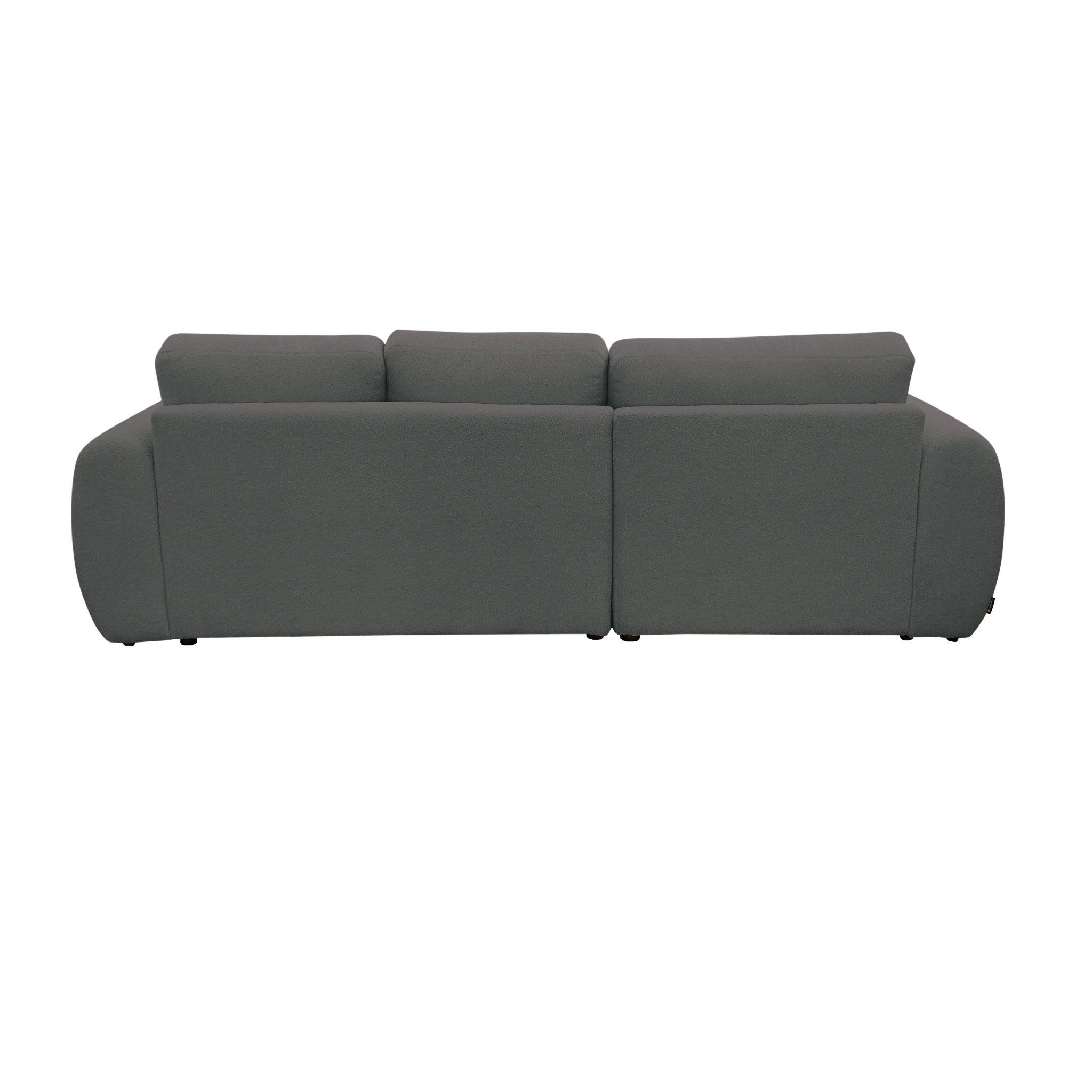 Canapé d'angle gauche Aboukir en tissu bouclette anthracite Paname Avenue, vue arrière sur fond blanc