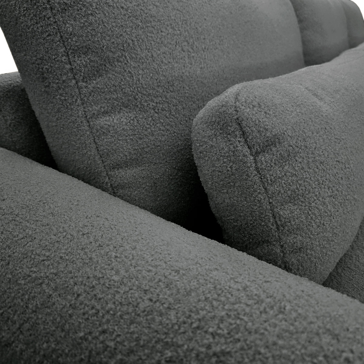 Canapé d'angle gauche Aboukir en tissu bouclette anthracite Paname Avenue, zoom sur le revêtement