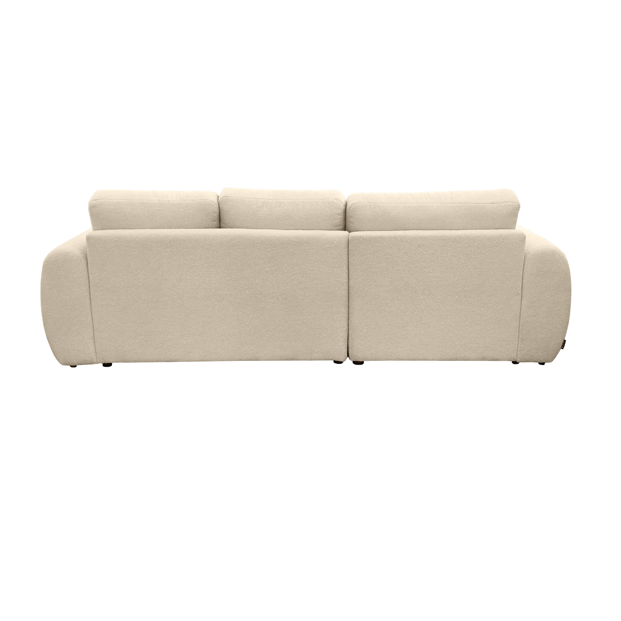 Canapé d'angle gauche Aboukir en tissu bouclette beige Paname Avenue, vue arrière sur fond blanc