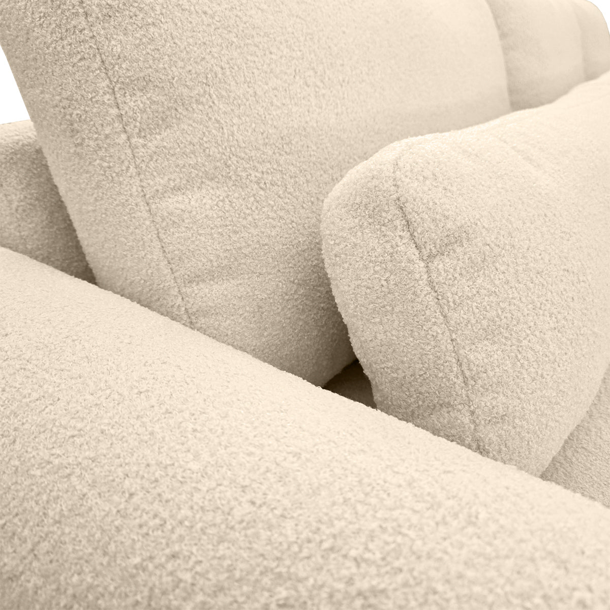Canapé d'angle gauche Aboukir en tissu bouclette beige Paname Avenue, zoom sur le revêtement