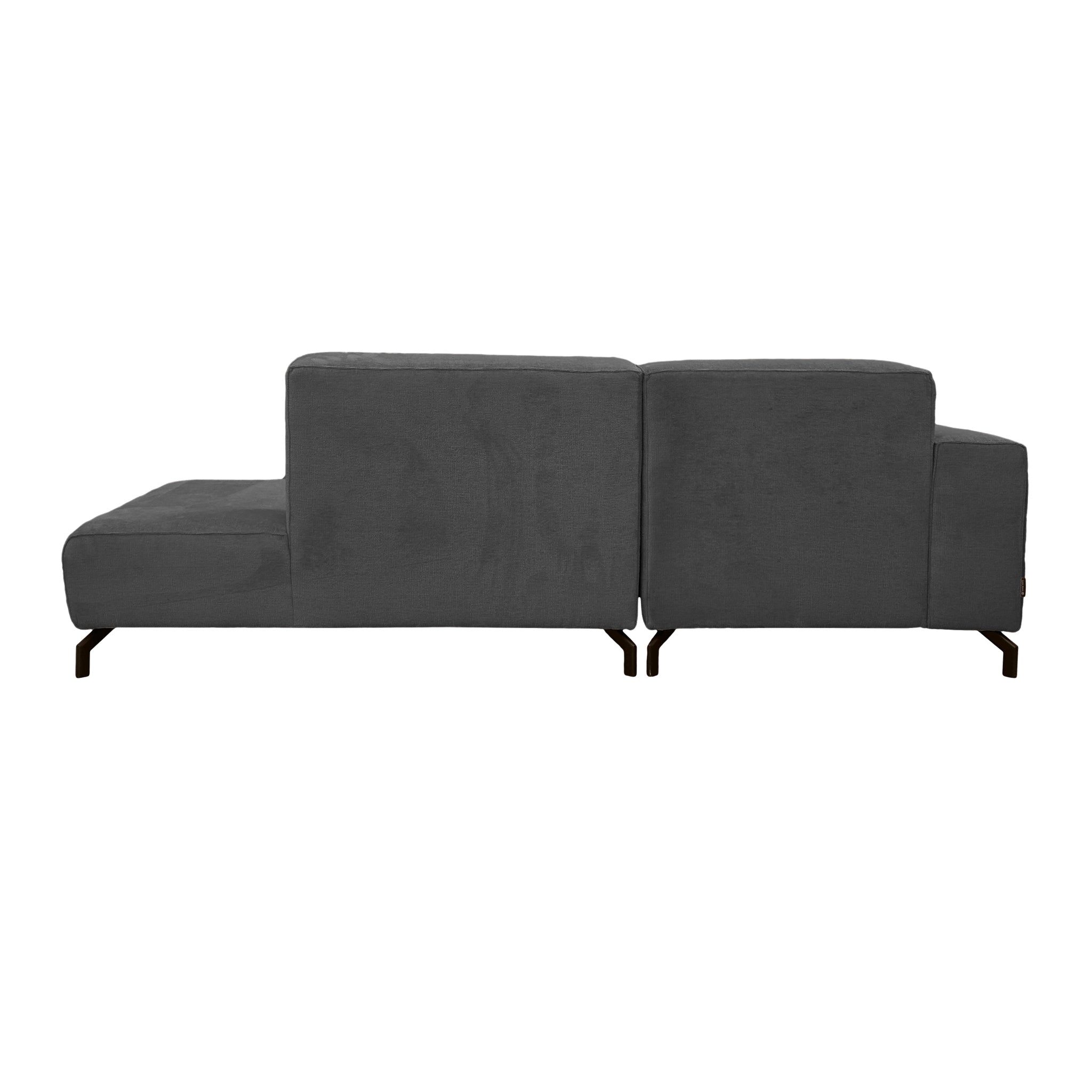 Canapé d’angle gauche Blanche en tissu chenille anthracite Paname Avenue, vue arrière sur fond blanc