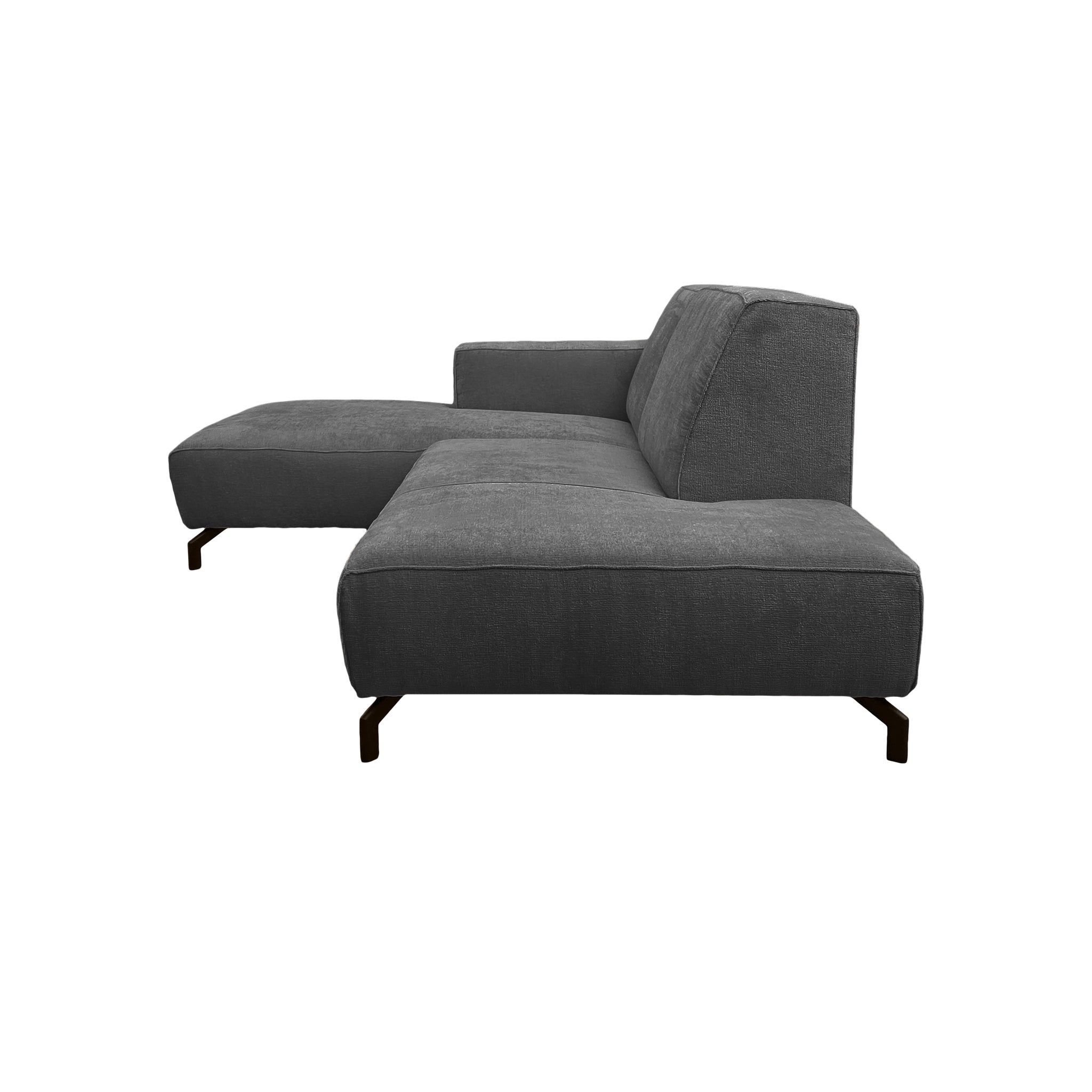 Canapé d’angle gauche Blanche en tissu chenille anthracite Paname Avenue, vue de profil sur fond blanc