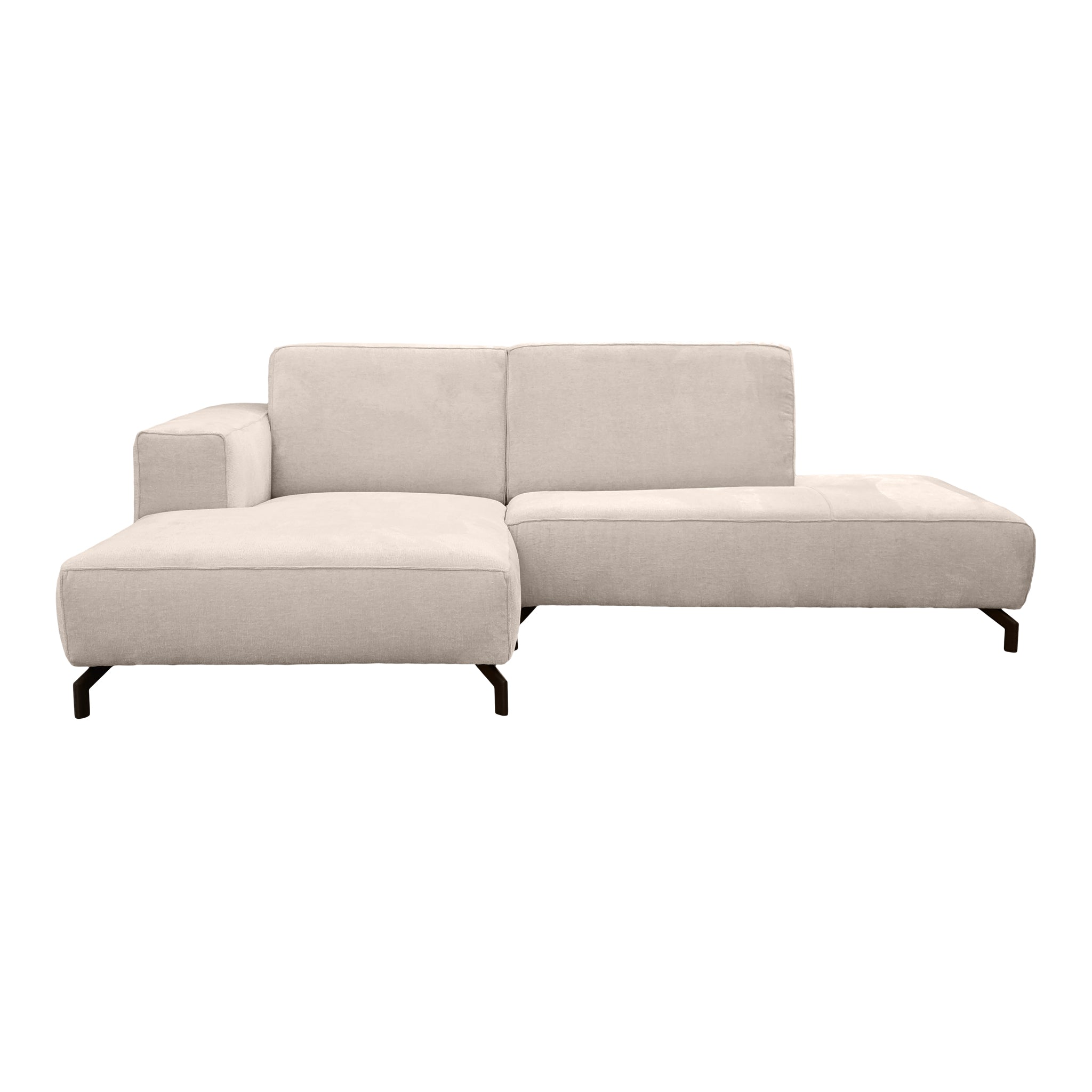 Canapé d’angle gauche Blanche en tissu chenille beige Paname Avenue, vue de face sur fond blanc