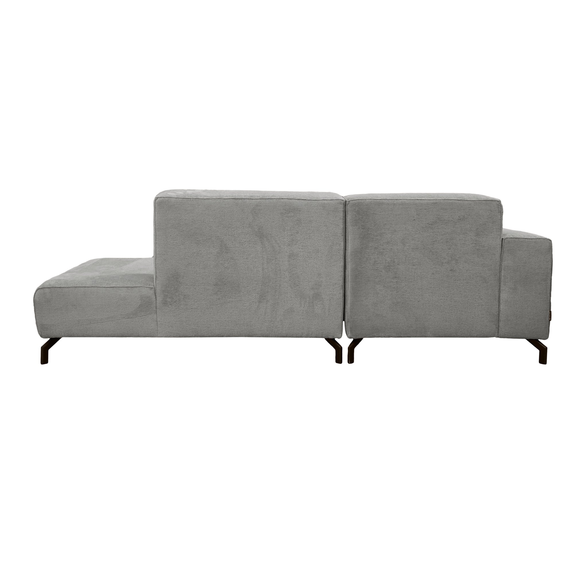 Canapé d’angle gauche Blanche en tissu chenille gris clair Paname Avenue, vue arrière sur fond blanc