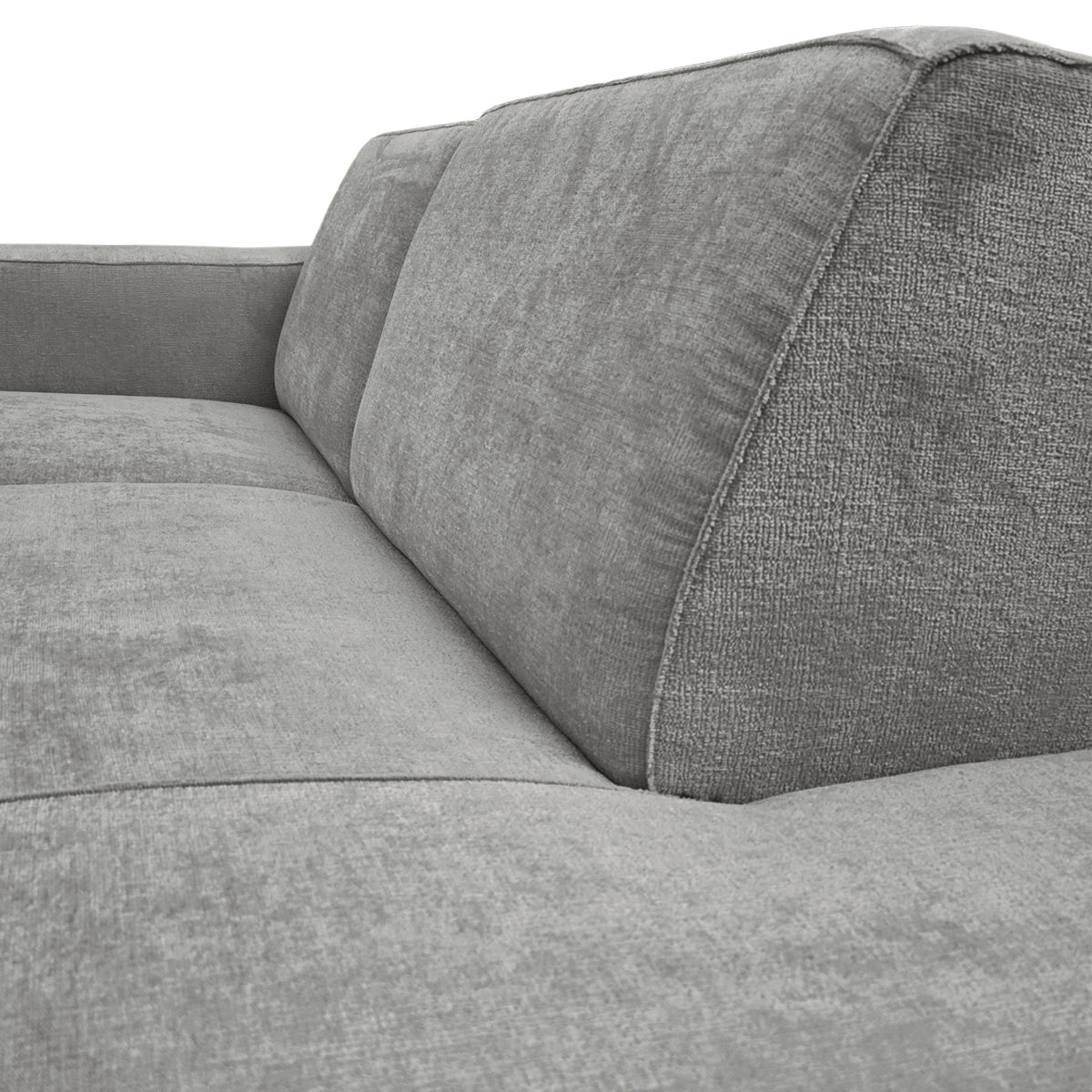 Canapé d’angle gauche Blanche en tissu chenille gris clair Paname Avenue, zoom sur le revêtement