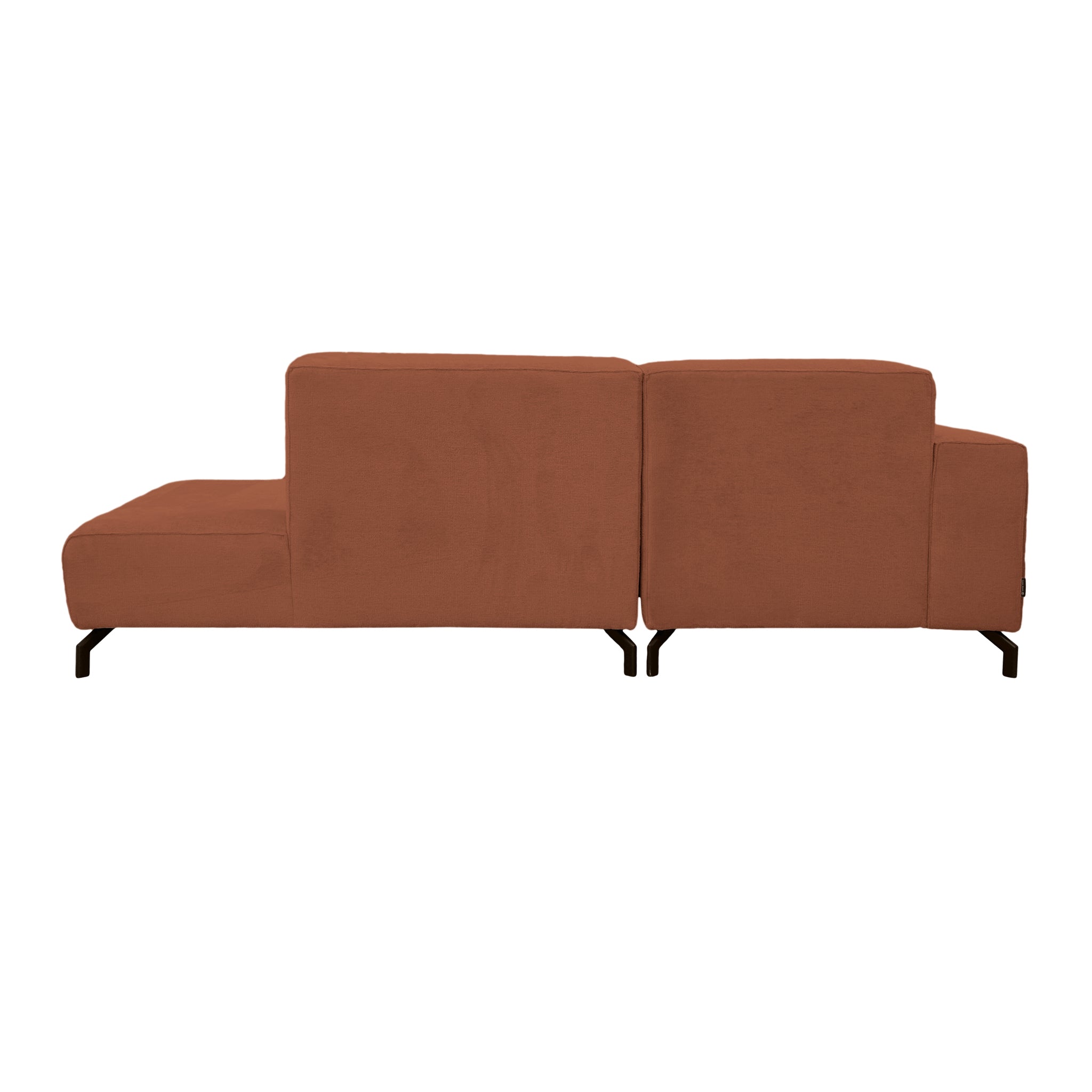 Canapé d’angle gauche Blanche en tissu chenille terracotta Paname Avenue, vue arrière sur fond blanc