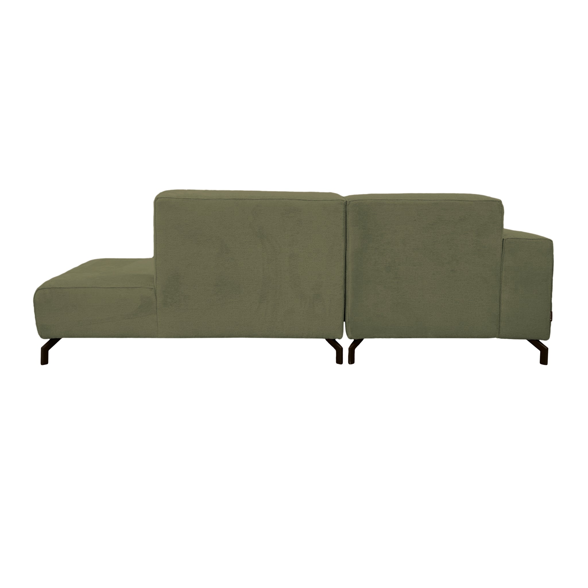 Canapé d’angle gauche Blanche en tissu chenille vert olive Paname Avenue, vue arrière sur fond blanc