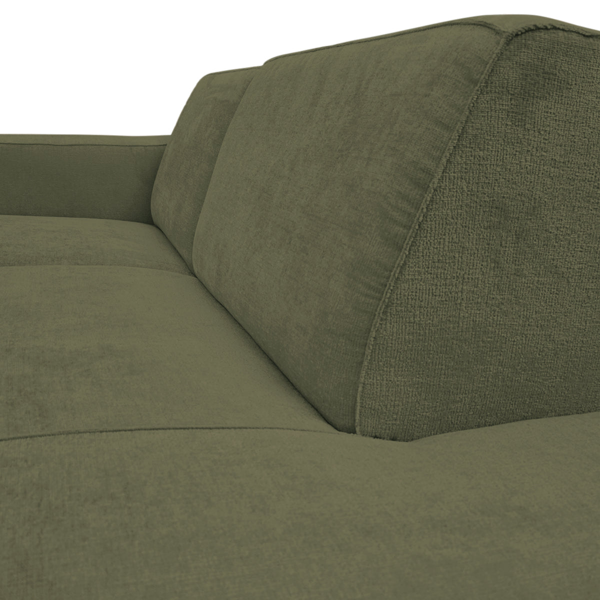 Canapé d’angle gauche Blanche en tissu chenille vert olive Paname Avenue, zoom sur le revêtement
