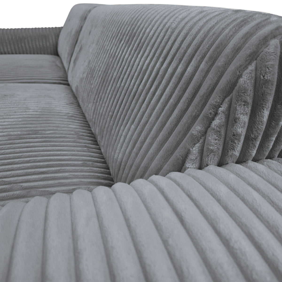 Canapé d’angle gauche Bruxelles en tissu gros velours côtelé anthracite Paname Avenue, zoom sur le revêtement