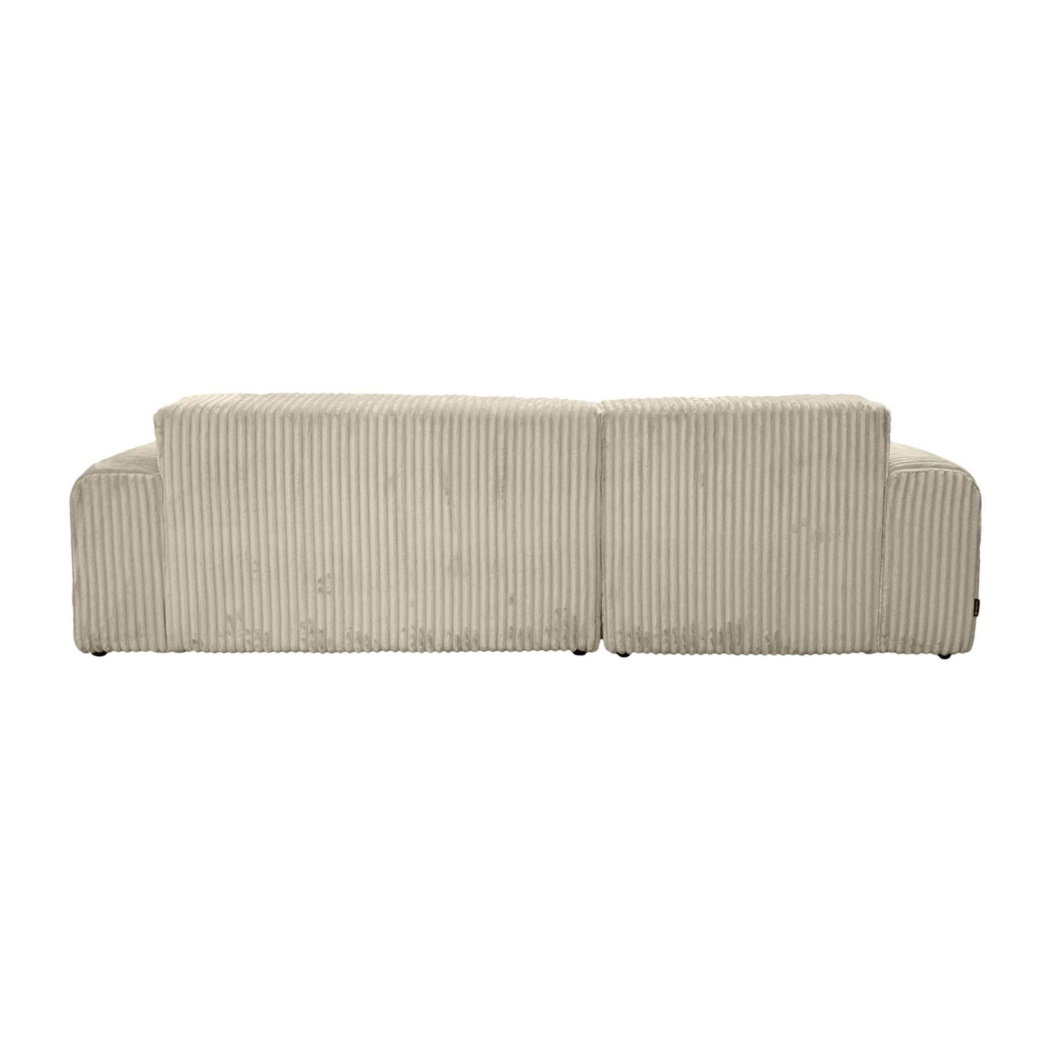 Canapé d’angle gauche Bruxelles en tissu gros velours côtelé beige Paname Avenue, vue arrière sur fond blanc