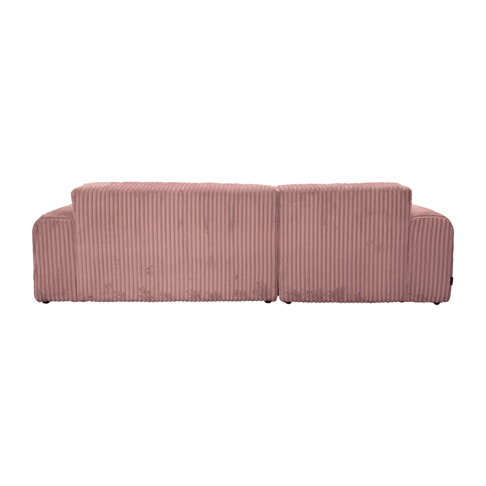 Canapé d’angle gauche Bruxelles en tissu gros velours côtelé rose Paname Avenue, vue arrière sur fond blanc