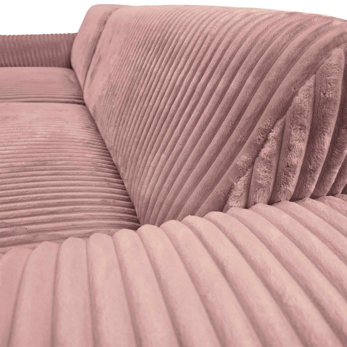 Canapé d’angle gauche Bruxelles en tissu gros velours côtelé rose Paname Avenue, zoom sur le revêtement