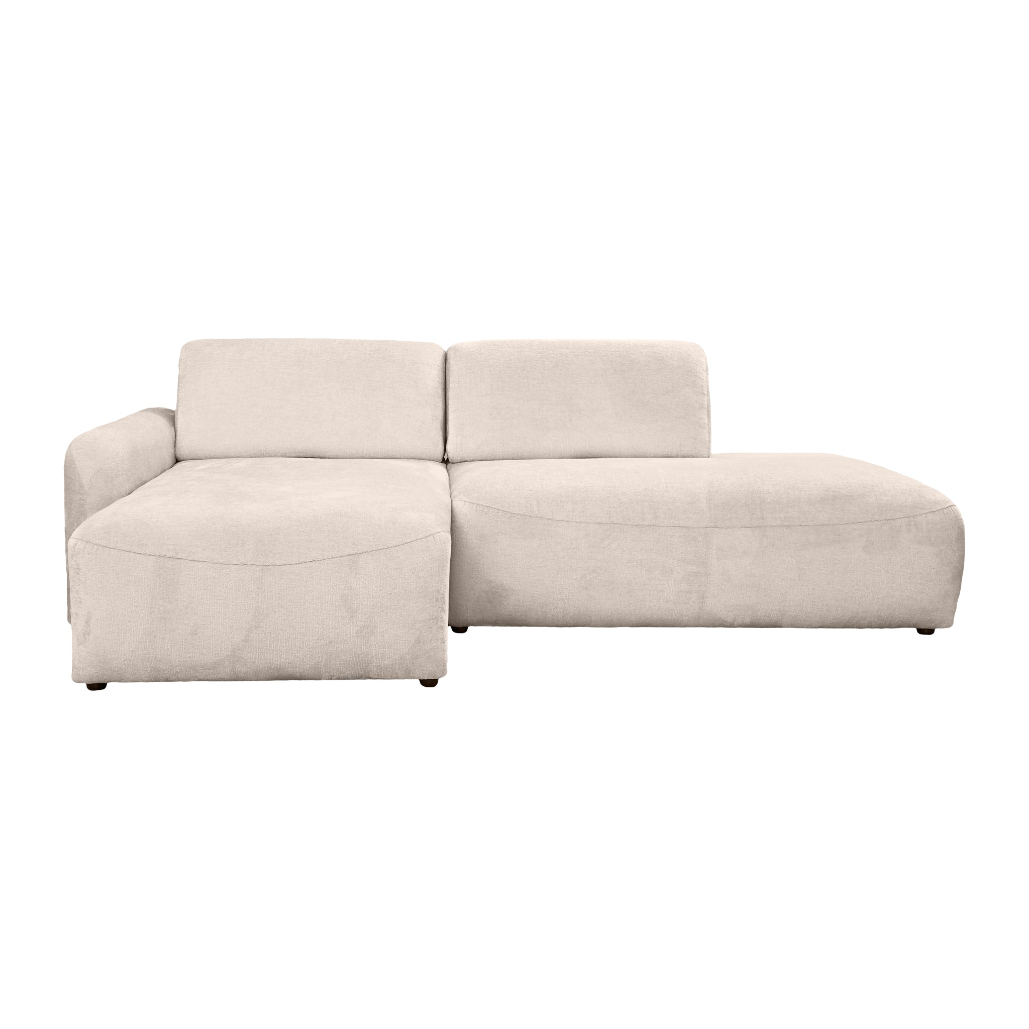 Canapé d’angle gauche Château d'eau en tissu chenille beige Paname Avenue, vue de face sur fond blanc