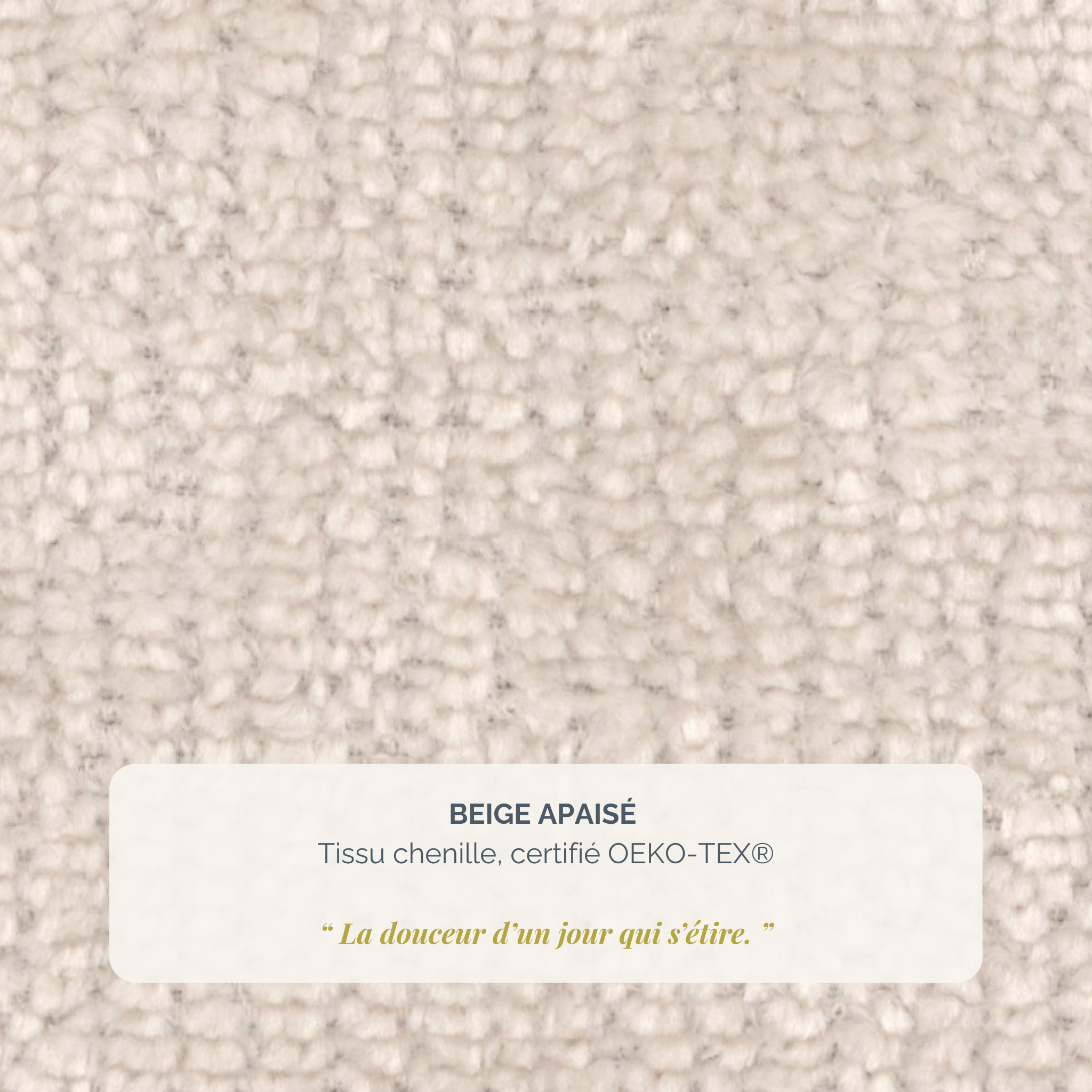 Canapé d’angle gauche Château d'eau en tissu chenille beige Paname Avenue, détail de la texture du revêtement